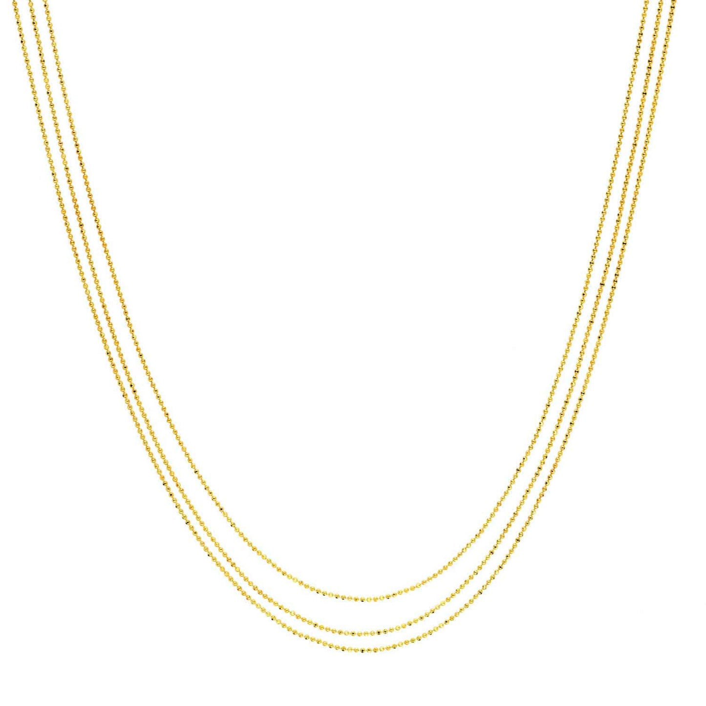 14K Gold Triple Strand Beaded Chain 14"-18" Adjustable