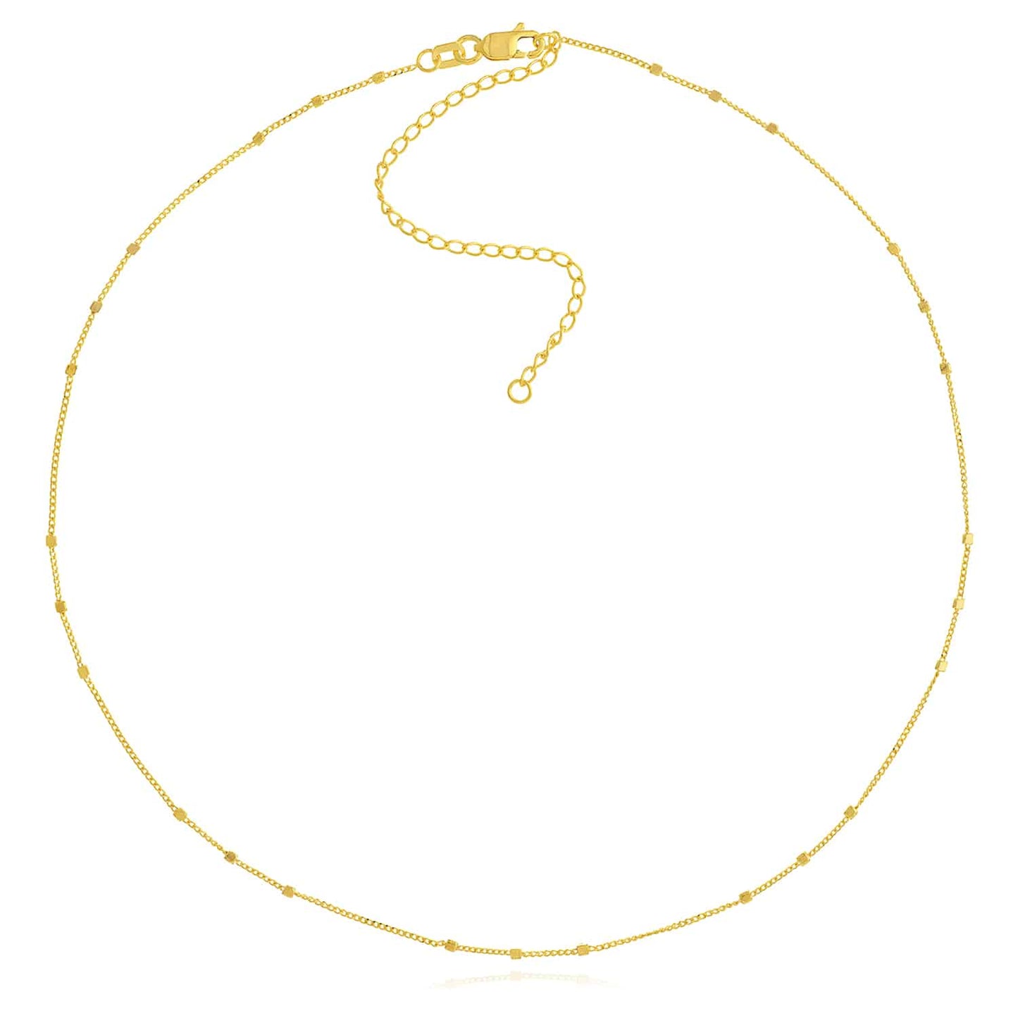 14K Yellow White Gold Saturn Station Choker Necklace (Hollow) 13"-16" Adjustable