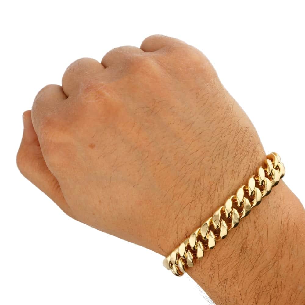 Solid 14k Real Gold Yellow 11.5mm Hollow Miami Cuban Men's Bracelet 8.5"