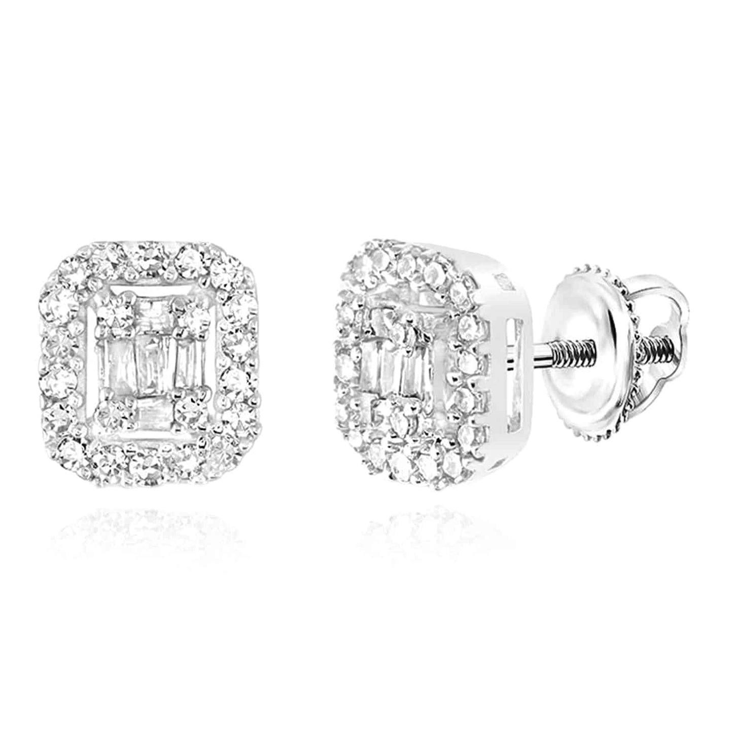 0.23CTW Real Diamond 10K Real Gold White Cluster Screw Back Stud Earrings