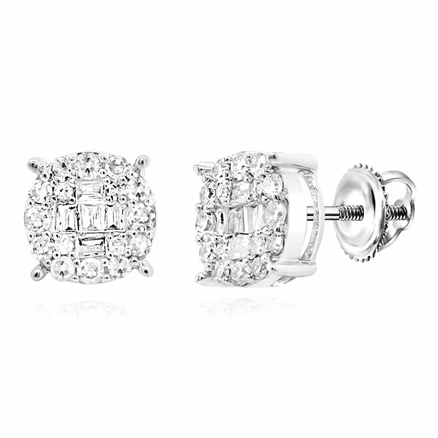 0.25CTW Real Diamond 10K Real Gold White Round Screw Back Stud Earrings