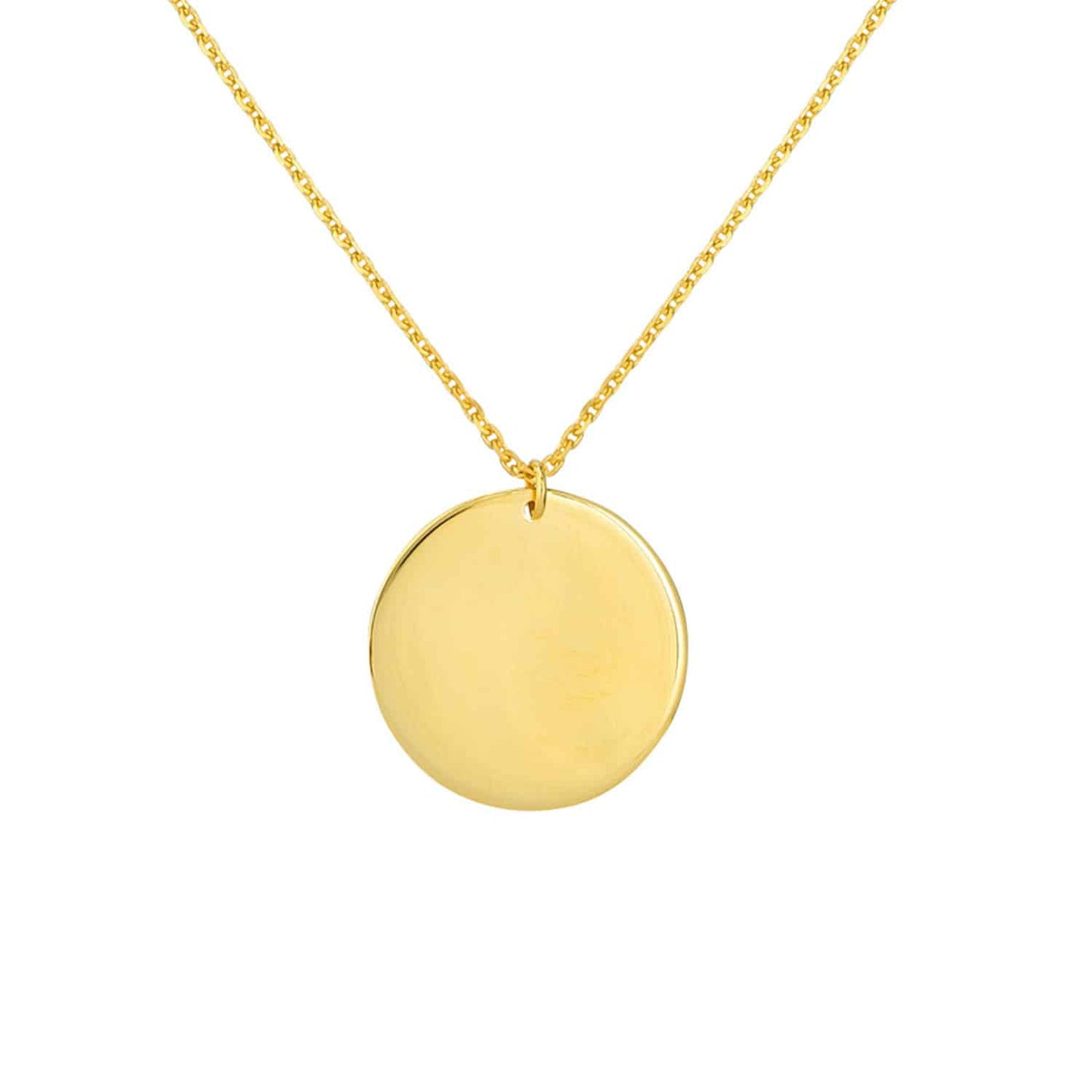 Engravable 14K Gold Round Personalized Double Necklace 16"-18"