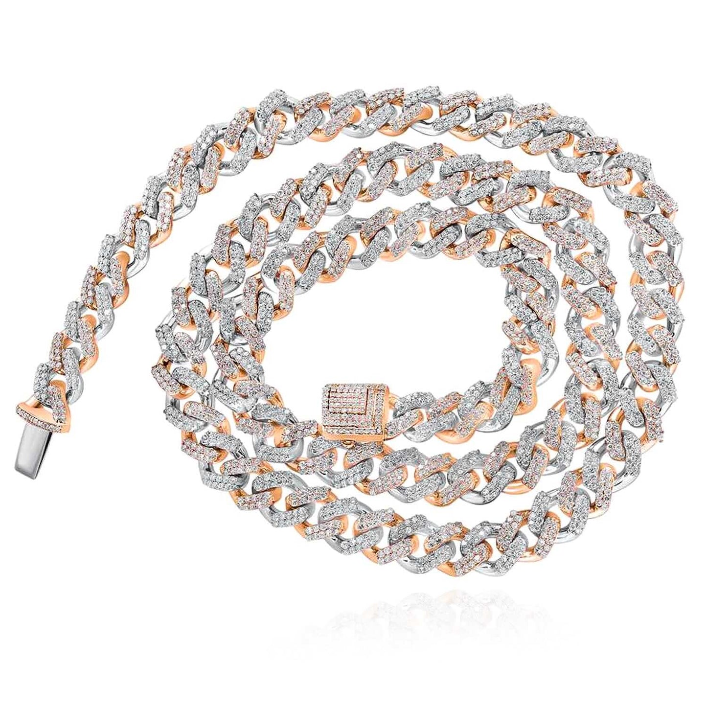 7.5CTW Natural Diamond 10K Gold Yellow Rose Pave 8mm Miami Cuban Necklace 20"