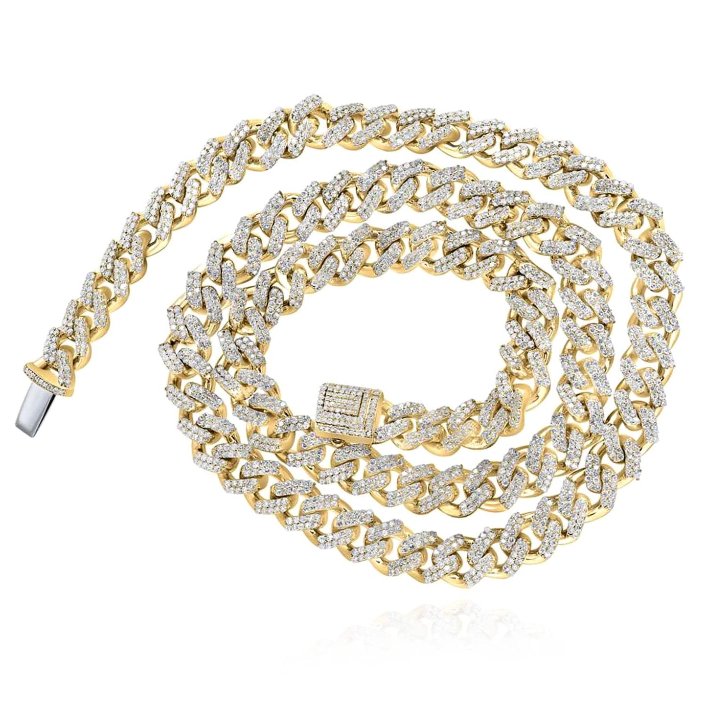 7.5CTW Natural Diamond 10K Gold Yellow Rose Pave 8mm Miami Cuban Necklace 20"