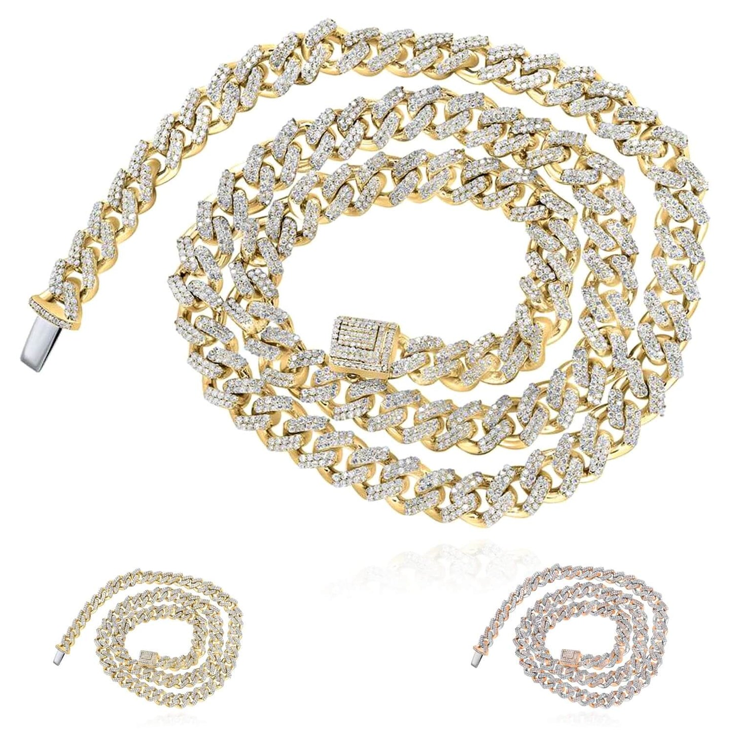 7.5CTW Natural Diamond 10K Gold Yellow Rose Pave 8mm Miami Cuban Necklace 20"
