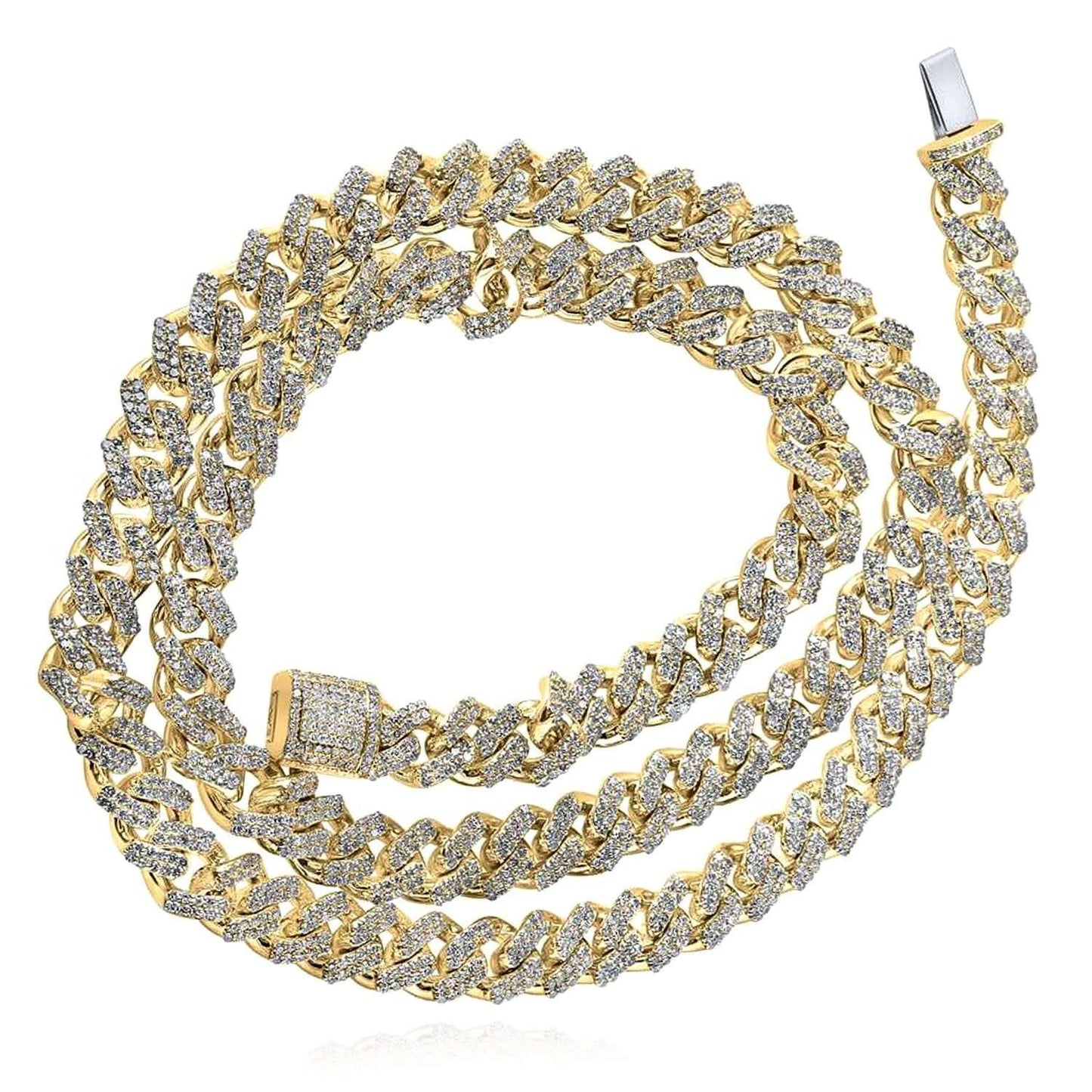 8.60CTW Real Diamond 10K Yellow Gold 8mm Pave Solid Miami Cuban Necklace 22"