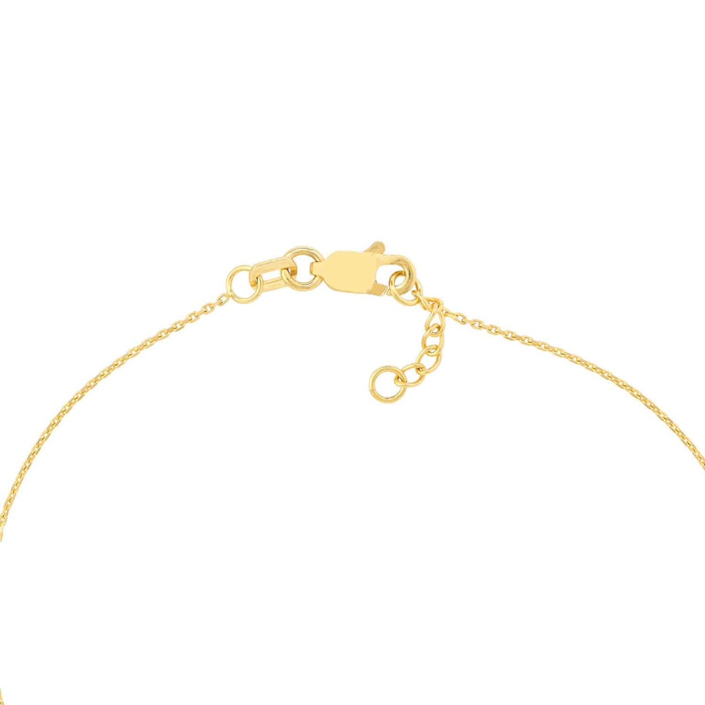 14K Gold Yellow White Rose 0.8mm Cable Open Heart Charm Bracelet 7.5"