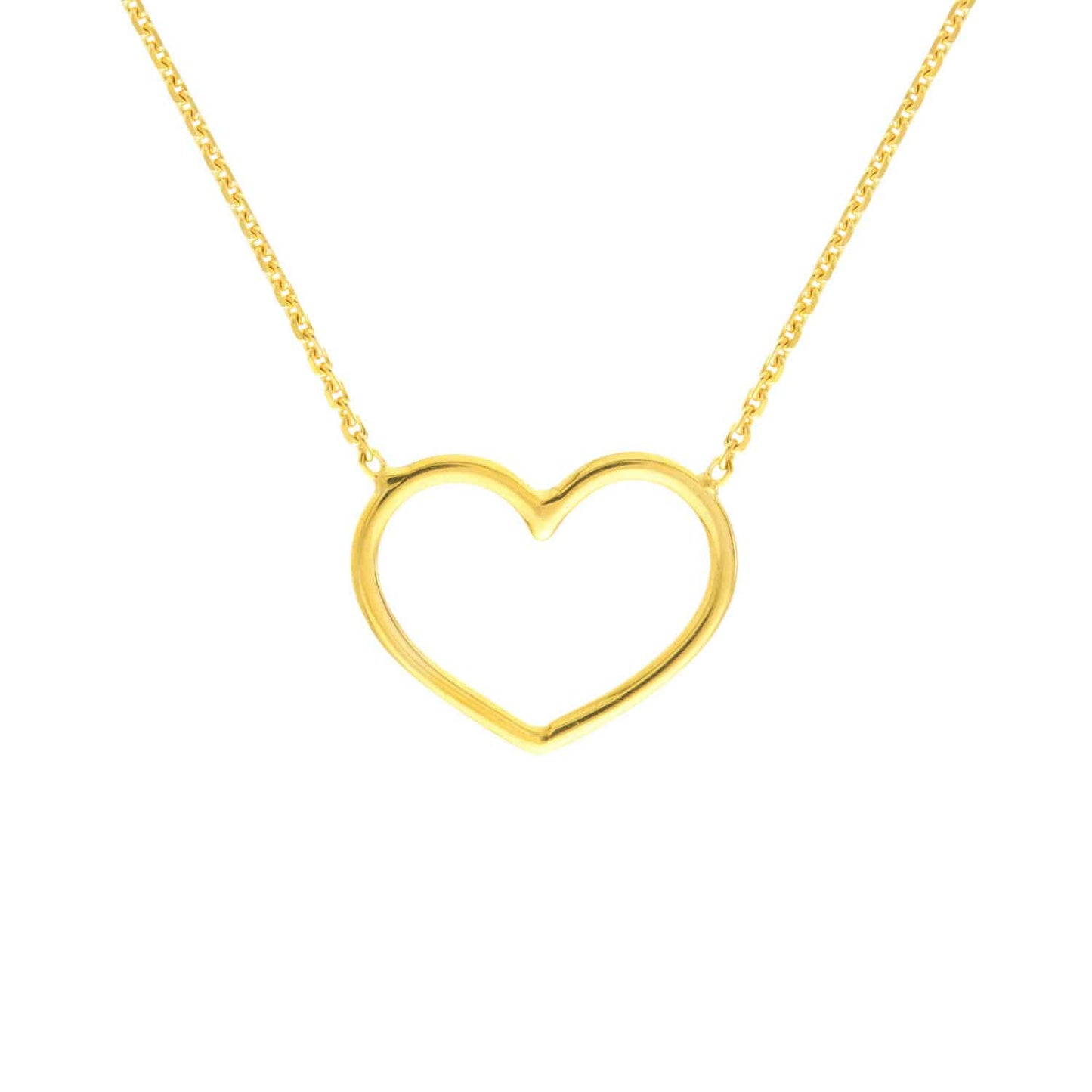 14K Gold Yellow White Rose 0.8mm Open Heart Pendant Necklace 16"-18" Adjustable