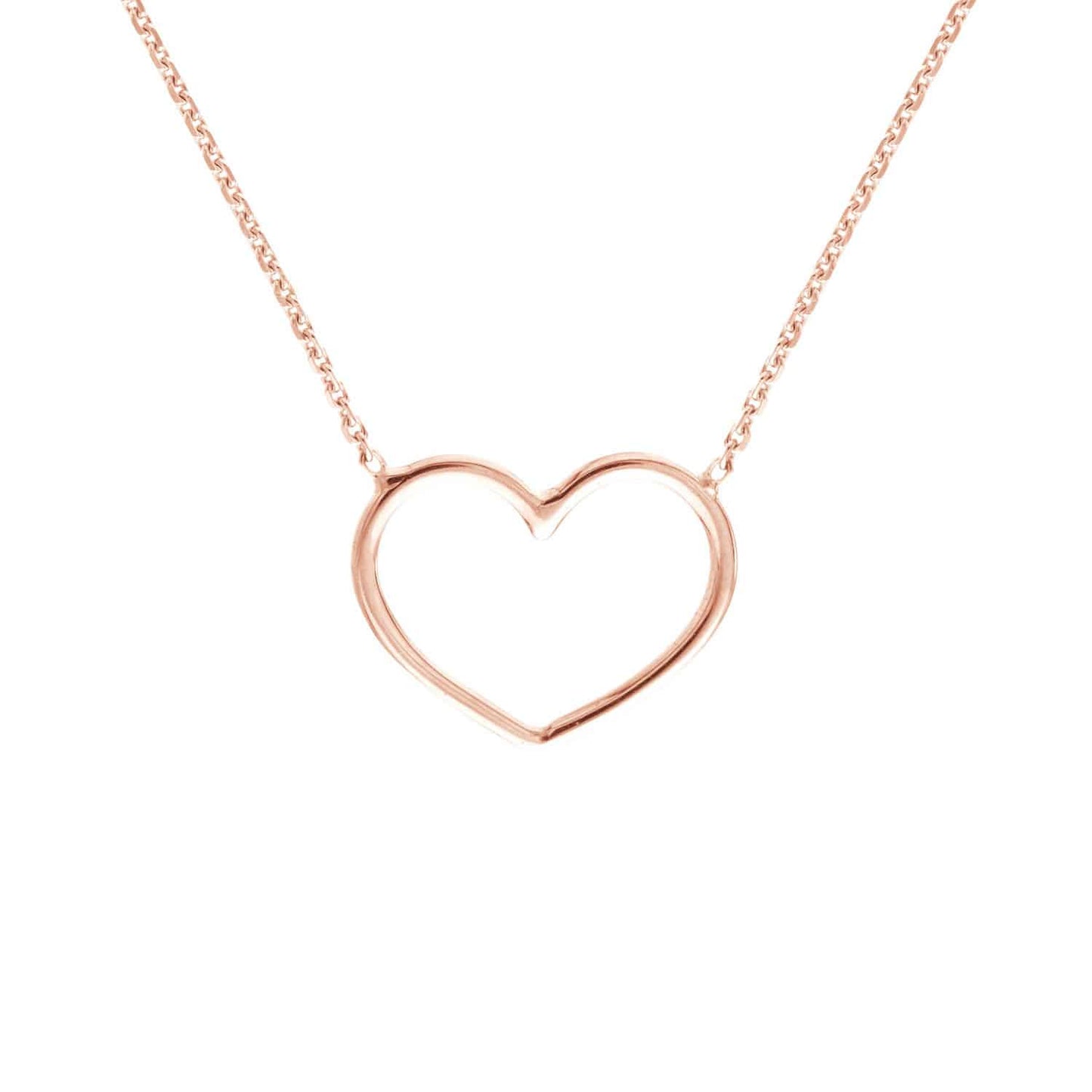 14K Gold Yellow White Rose 0.8mm Open Heart Pendant Necklace 16"-18" Adjustable