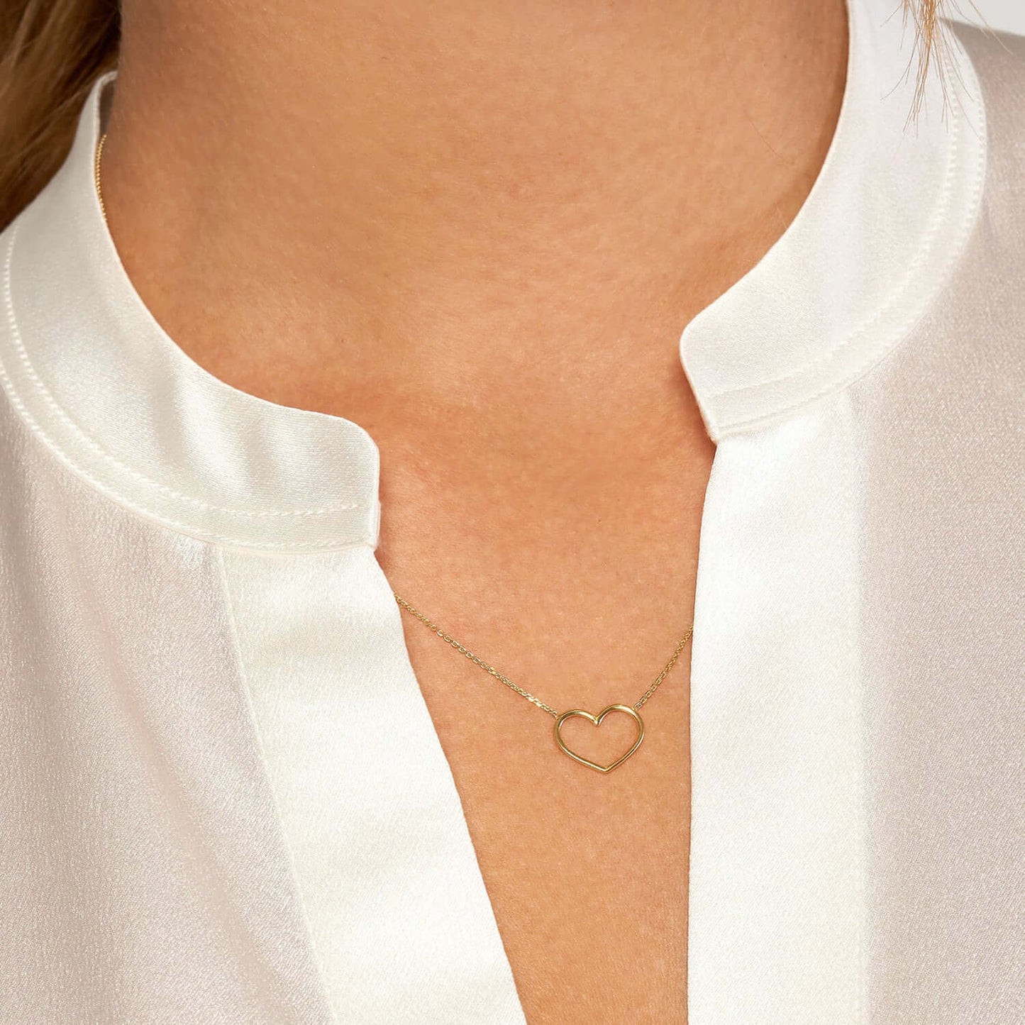 14K Gold Yellow White Rose 0.8mm Open Heart Pendant Necklace 16"-18" Adjustable