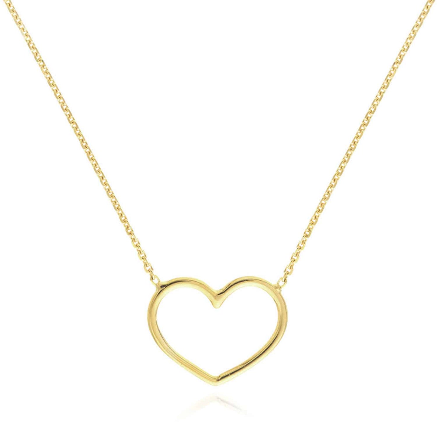 14K Gold Yellow White Rose 0.8mm Open Heart Pendant Necklace 16"-18" Adjustable
