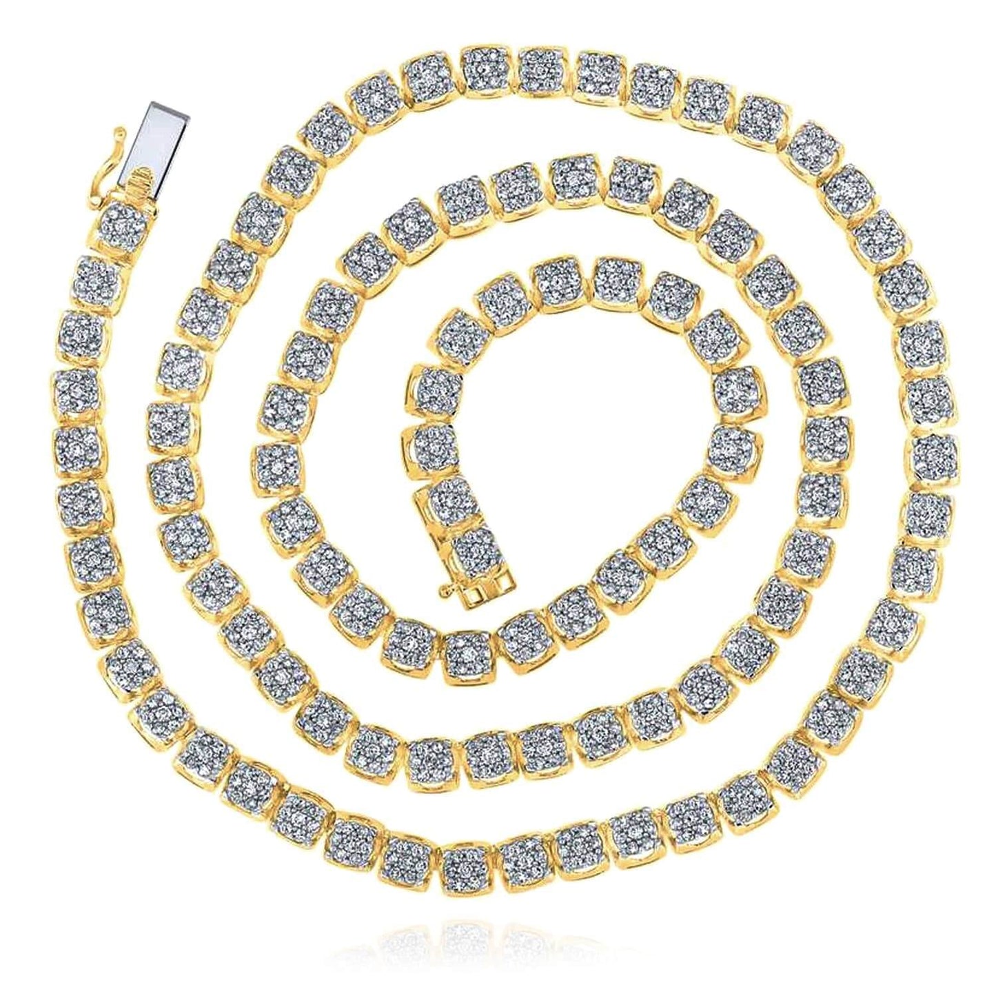8.50CTW Natural Diamond 10k Yellow Gold Round Studded 5.5mm Tennis Necklace 24"
