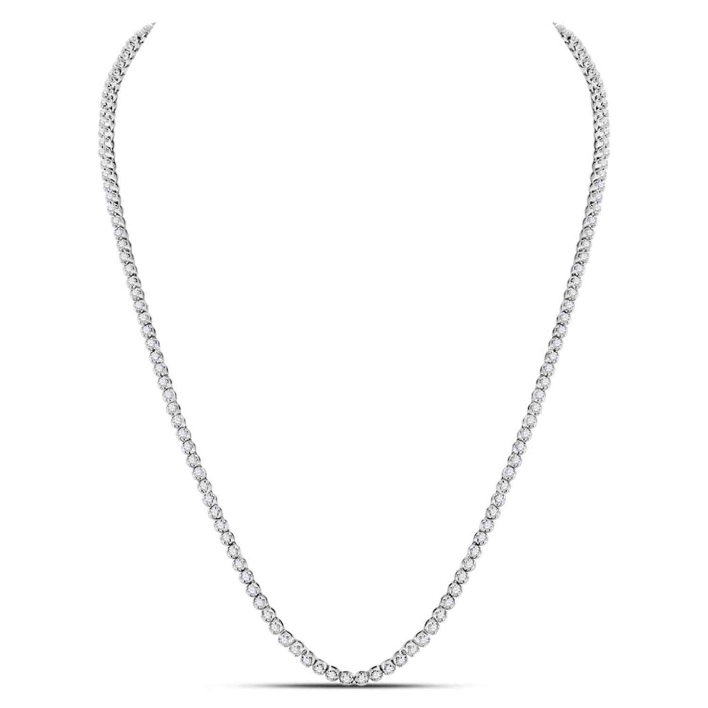 10.5CTW Natural Diamond 10K Gold Yellow White 2.6mm Tennis Necklace 22"
