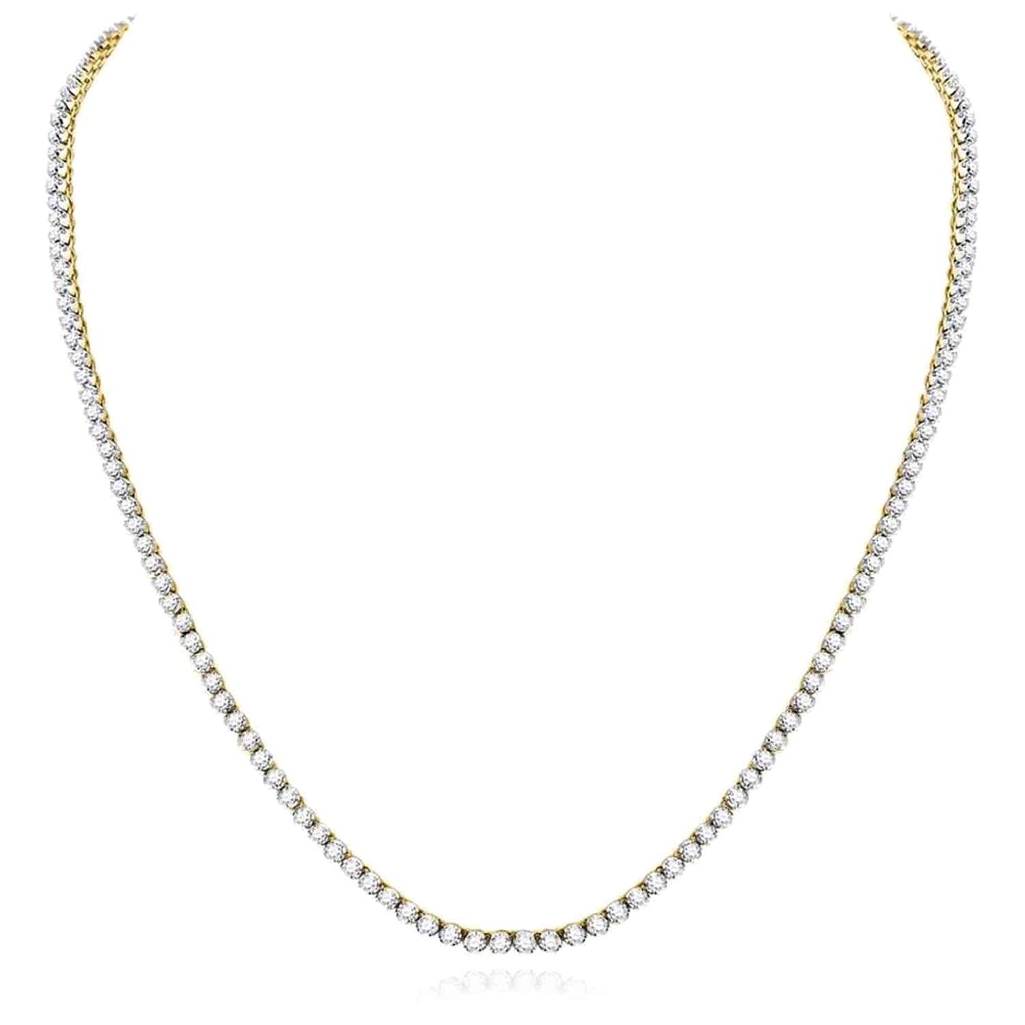 10.5CTW Natural Diamond 10K Gold Yellow White 2.6mm Tennis Necklace 22"