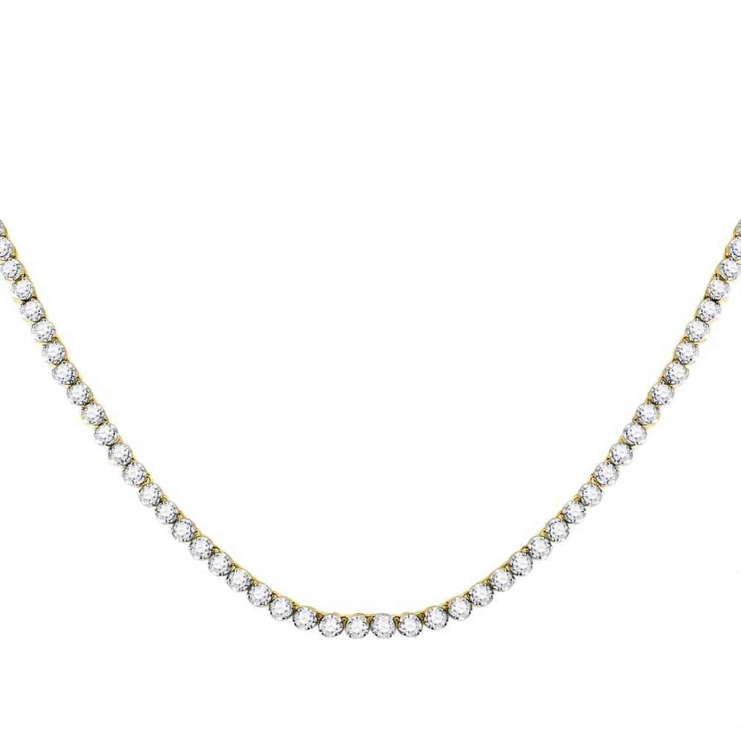 10.5CTW Natural Diamond 10K Gold Yellow White 2.6mm Tennis Necklace 22"