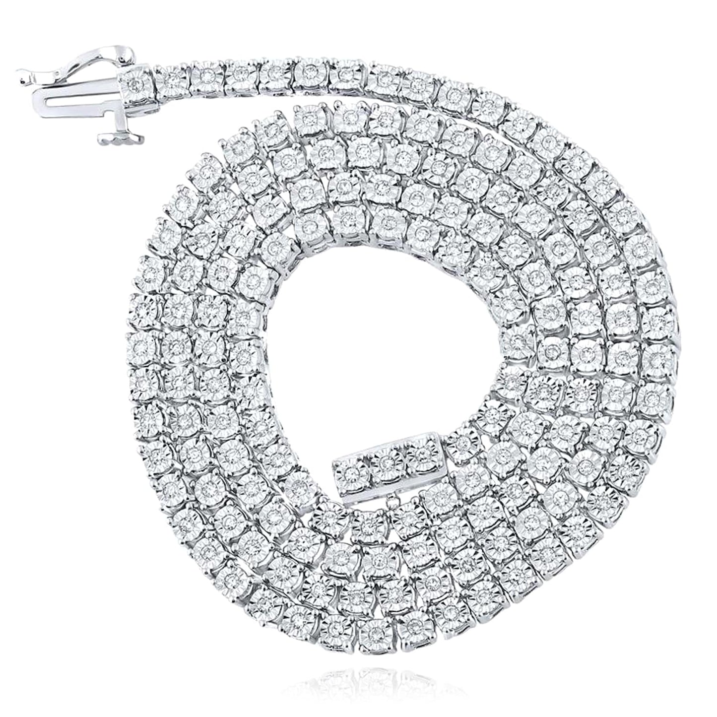 1-2.75CTW Real Diamond 10K Gold Yellow White Tennis Necklace 18"