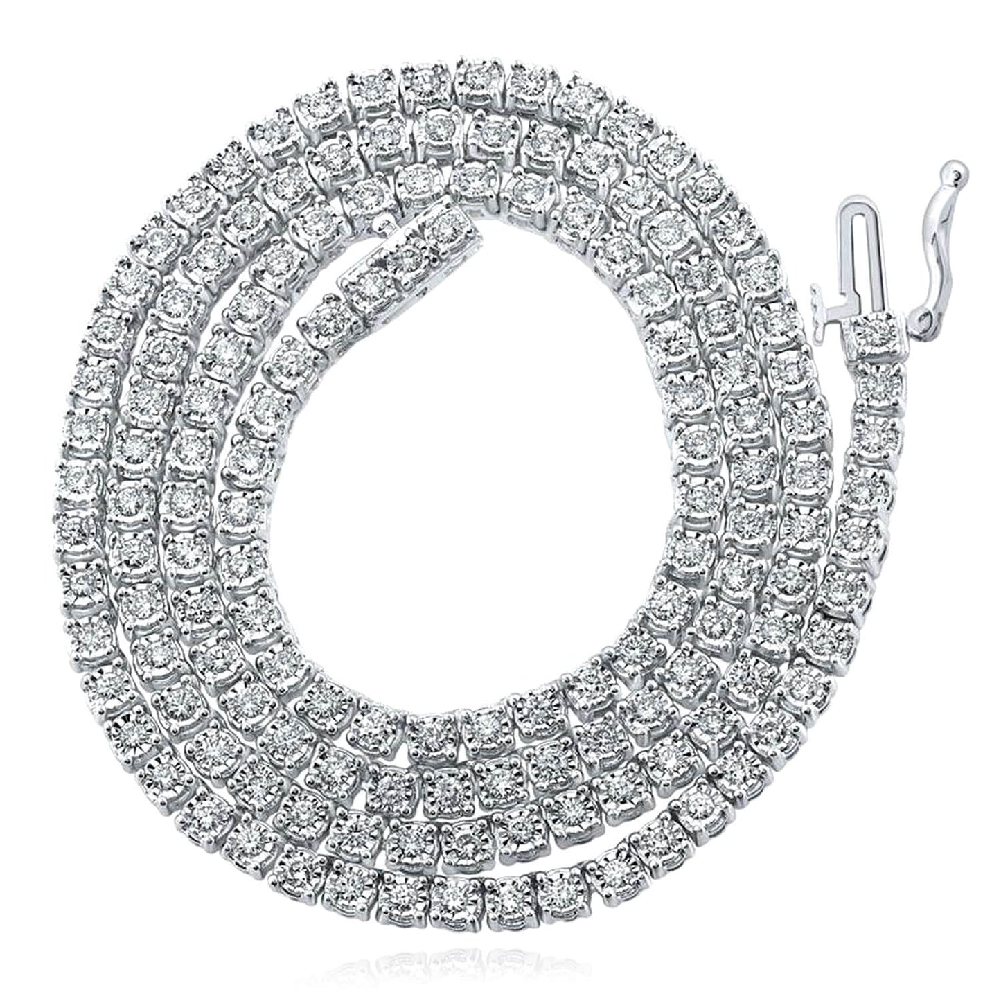 1-2.75CTW Real Diamond 10K Gold Yellow White Tennis Necklace 18"