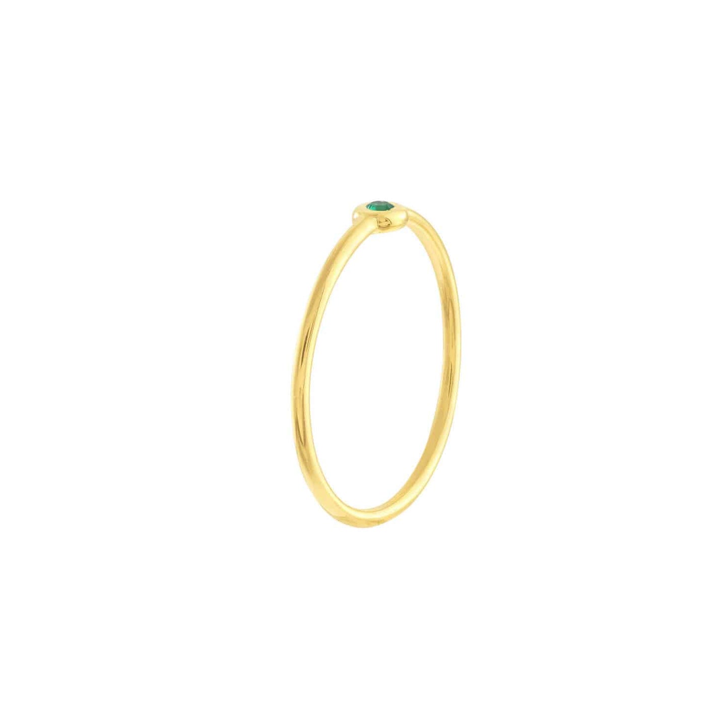 0.03CT Real Emerald 14K Real Gold Bezel Wire Stackable Ring