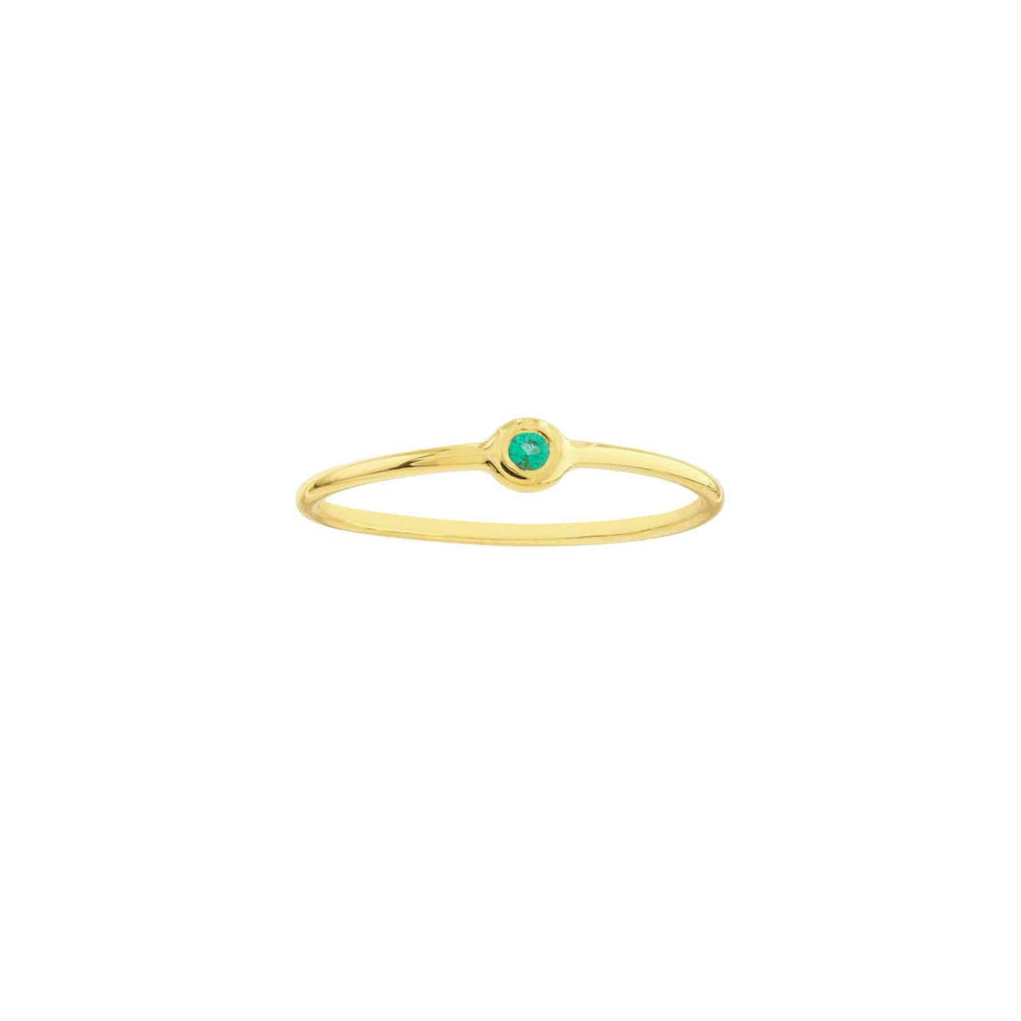 0.03CT Real Emerald 14K Real Gold Bezel Wire Stackable Ring