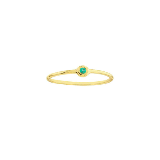 0.03CT Real Emerald 14K Gold Bezel Wire Stackable Ring