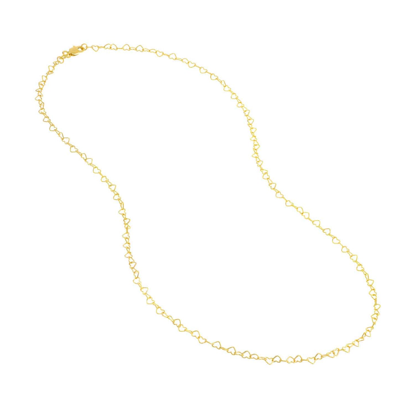 14K Yellow Gold 3.5mm Twisted Little Hearts Chain Necklace (Hollow) 18"