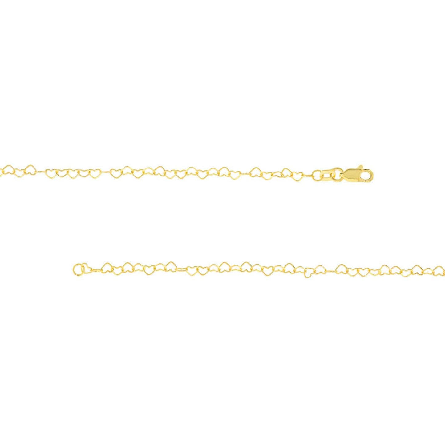 14K Yellow Gold 3.5mm Twisted Little Hearts Chain Necklace (Hollow) 18"