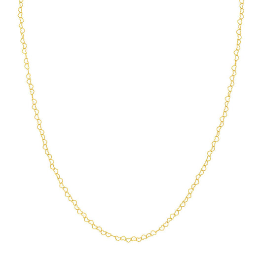 14K Yellow Gold 3.5mm Twisted Little Hearts Chain Necklace (Hollow) 18"