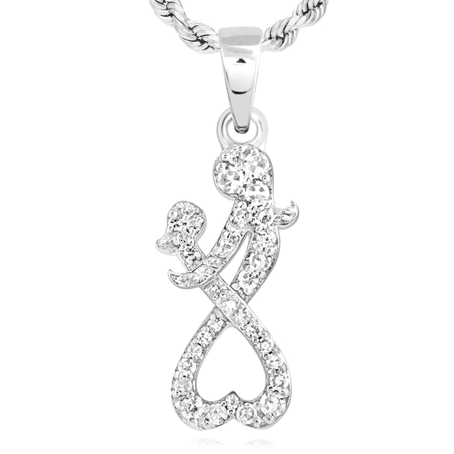 0.15CTW Real Diamond 10K Real Yellow White Rose Mother Child Heart Pendant