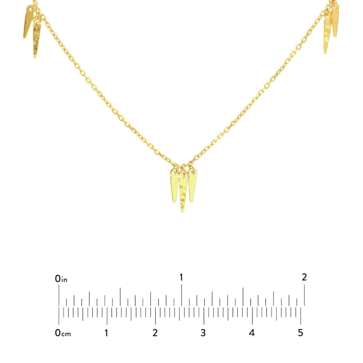 14K Real Gold Dangle Icicles Pendant Layered Duet Necklace 18"-22" Adjustable