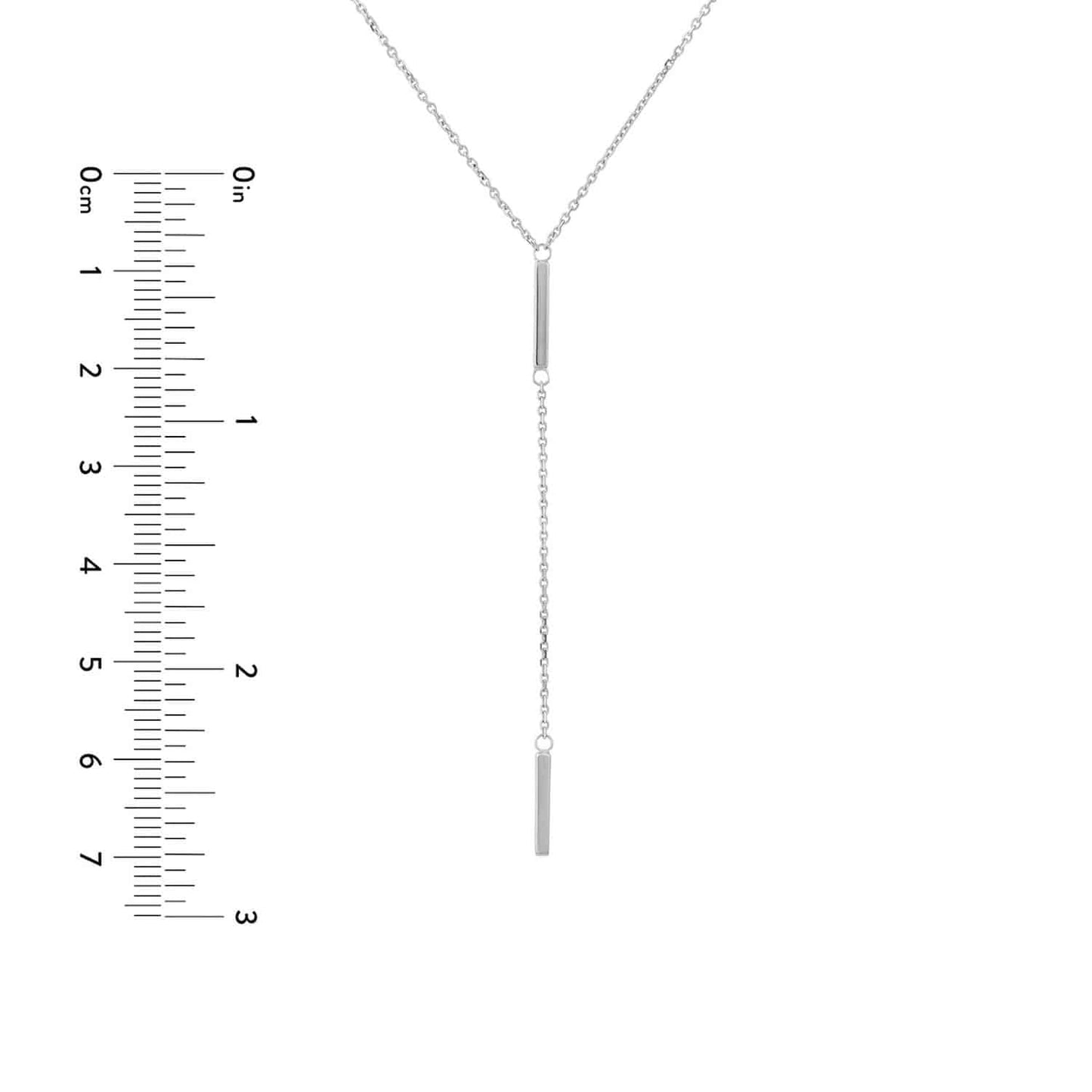 14K Real Gold Double 2-Bar Pendant Lariat Chain Necklace 16"- 18" Adjustable