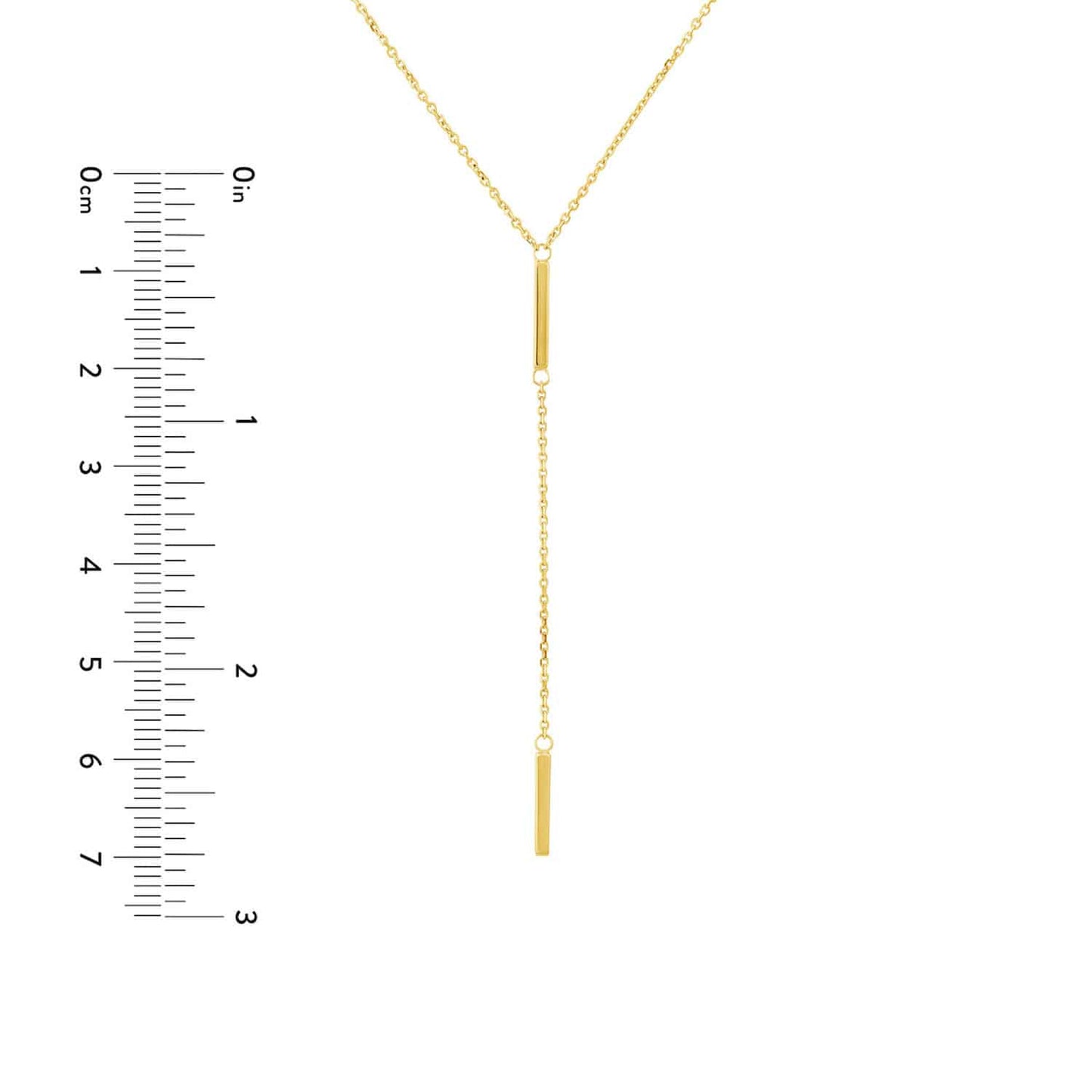 14K Real Gold Double 2-Bar Pendant Lariat Chain Necklace 16"- 18" Adjustable
