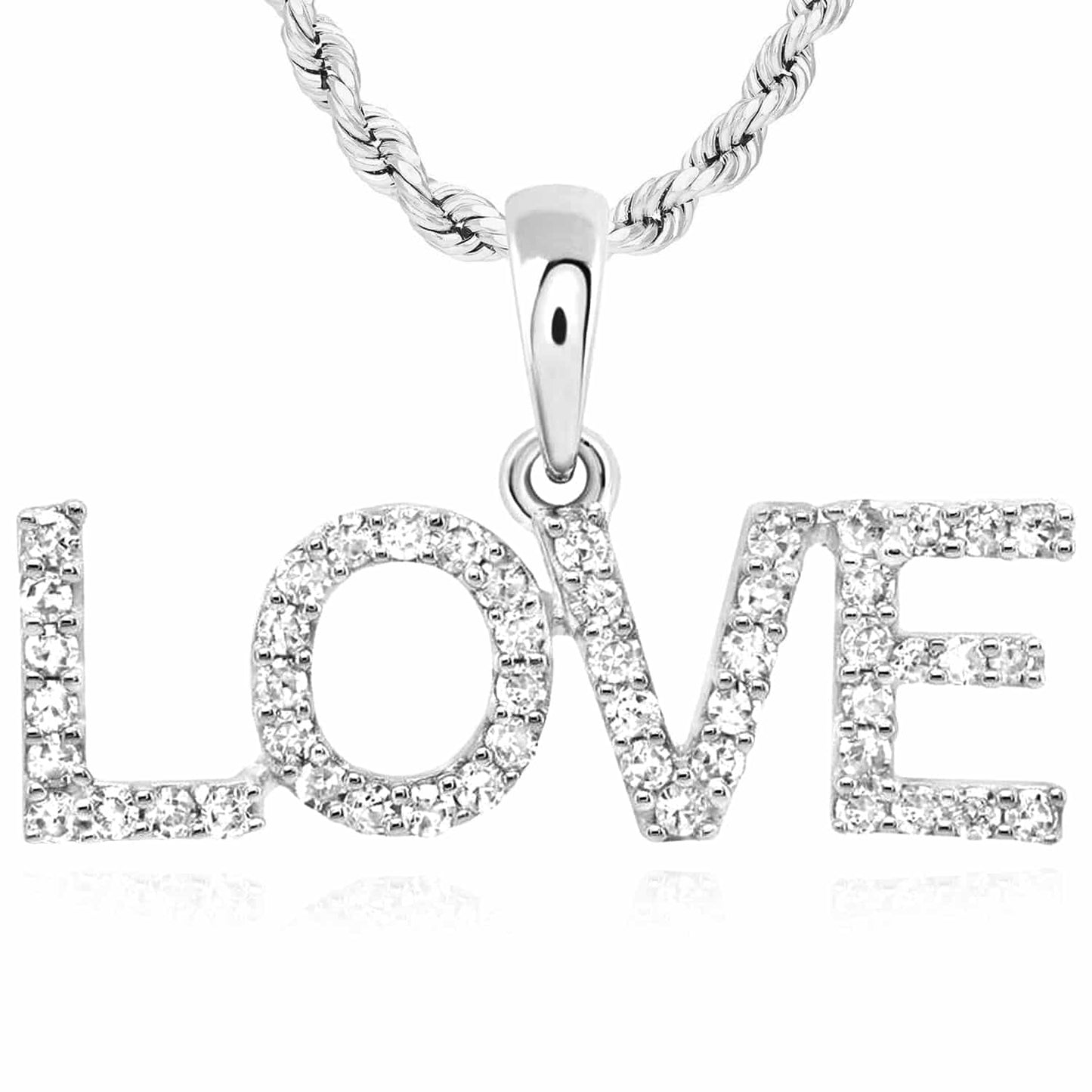 0.20CTW Real Diamond 10K Gold Yellow White LOVE Pendant