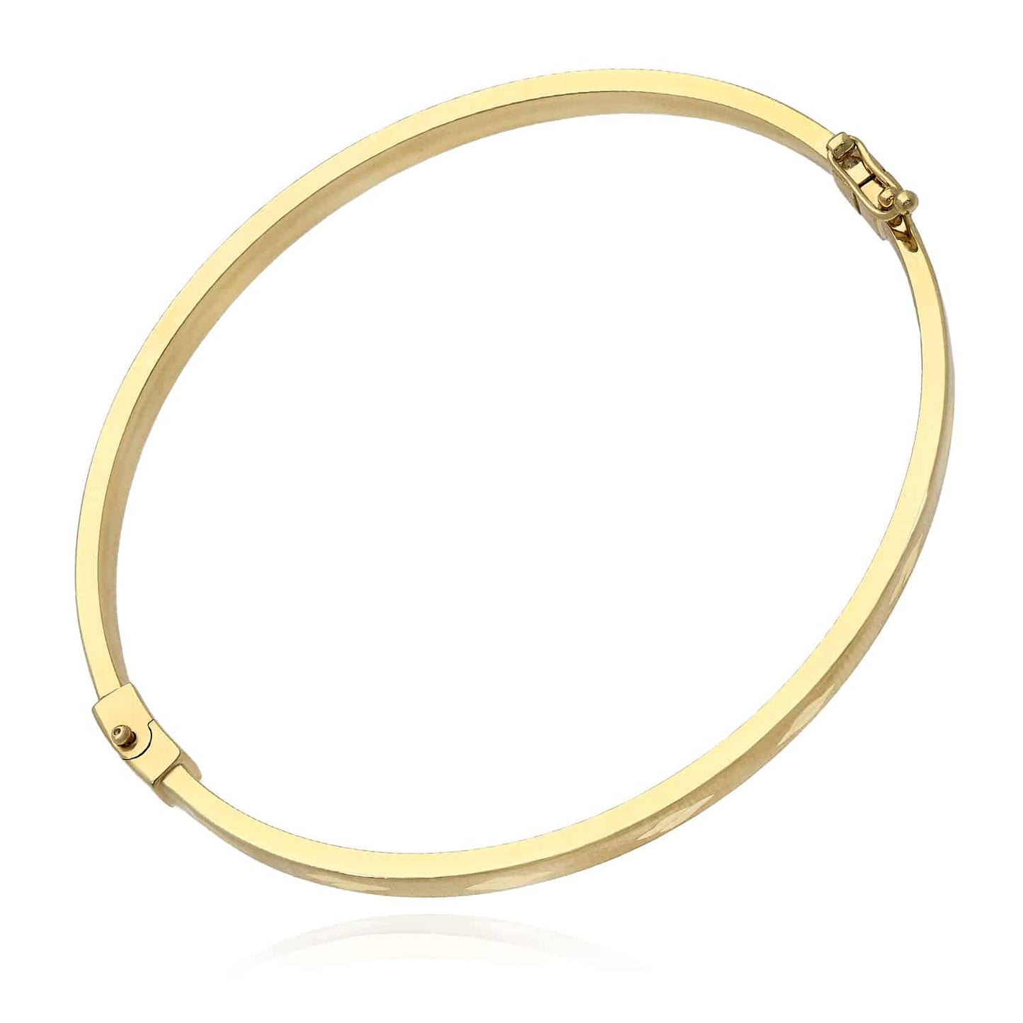 10K Gold Yellow 4mm Diamond-Cut Satin Bangle Bracelet 6.75"