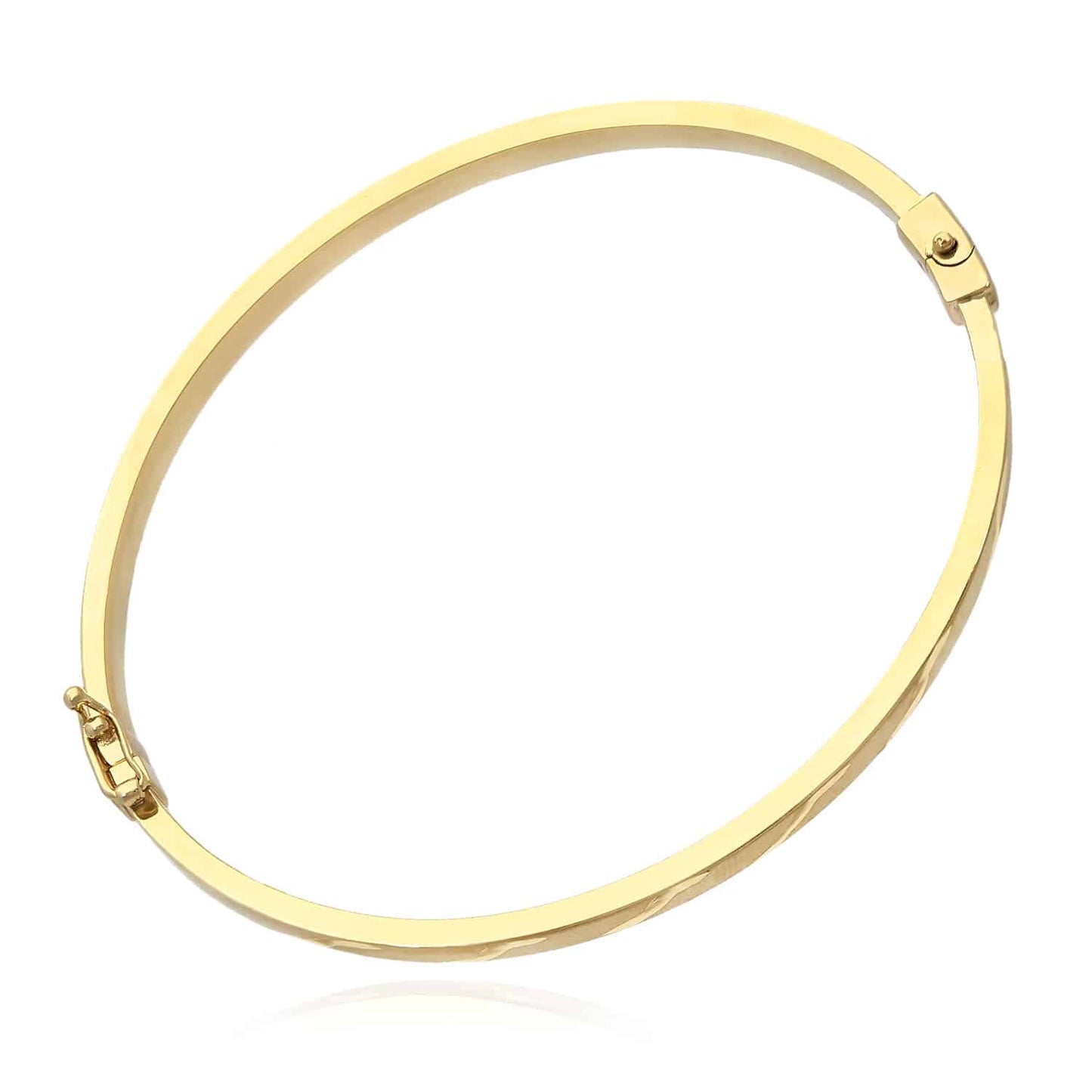 10K Gold Yellow 4mm Diamond-Cut Satin Bangle Bracelet 6.75"