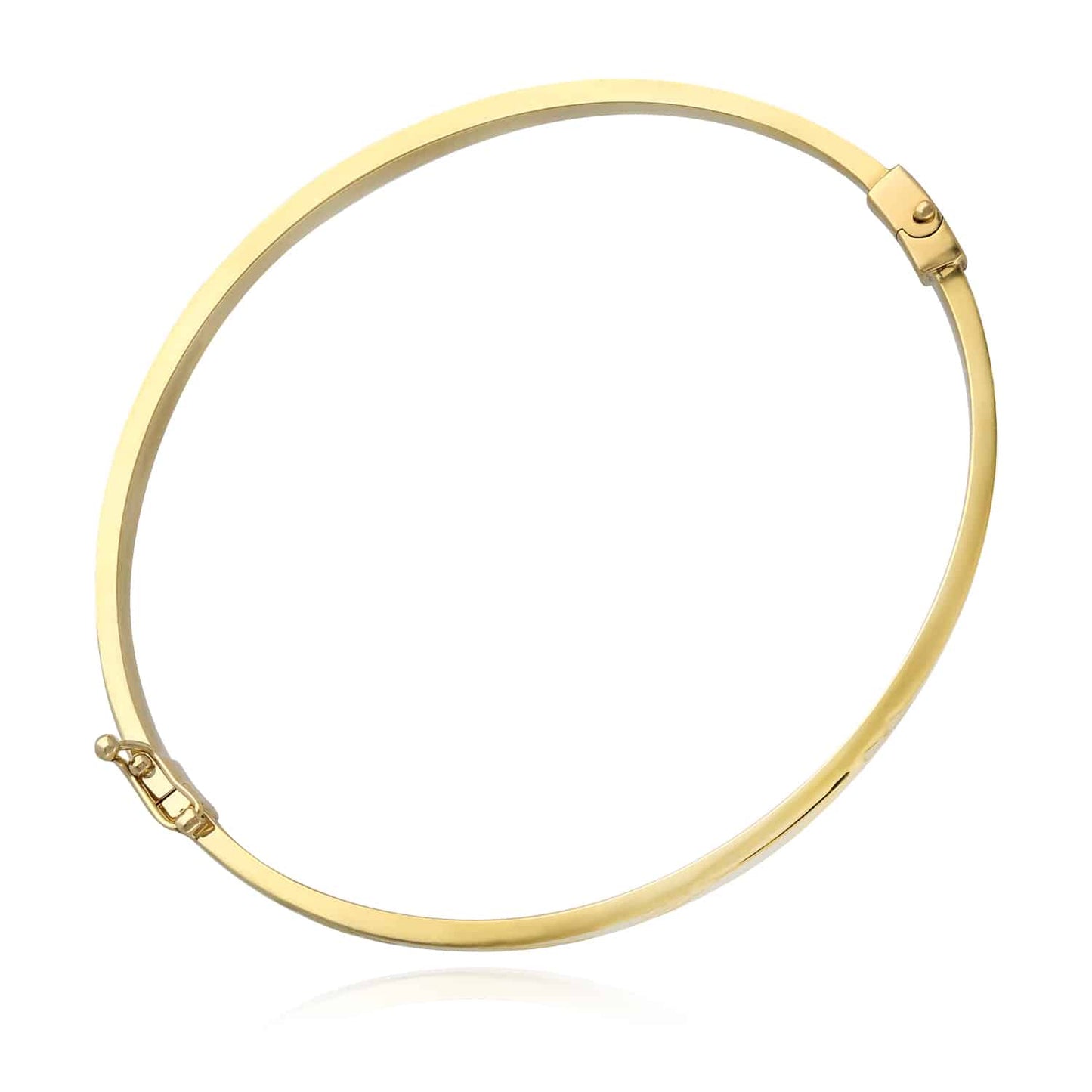 10K Gold Yellow 4mm Diamond-Cut Satin Bangle Bracelet 6.75"