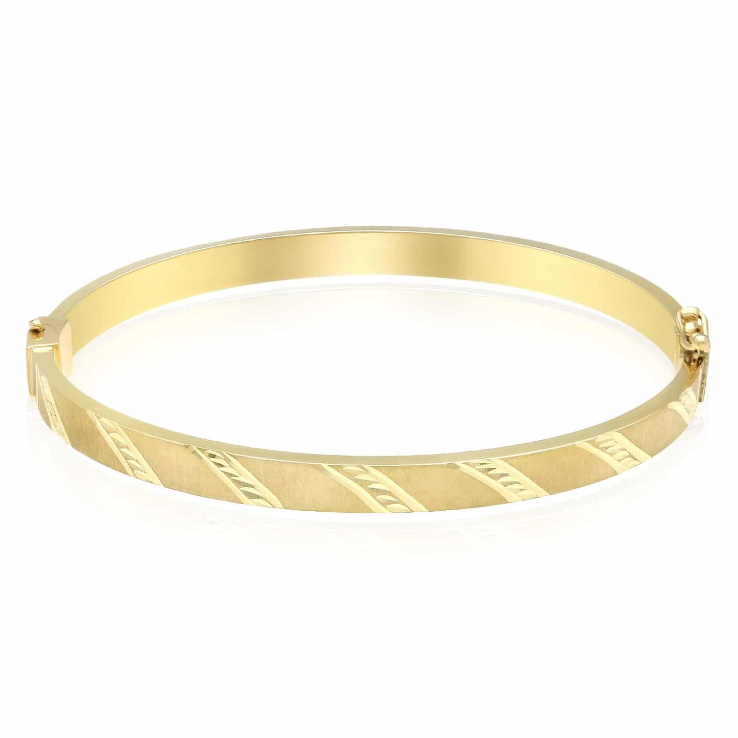 10K Gold Yellow 5mm Diamond-Cut Bangle Bracelet 6.75"