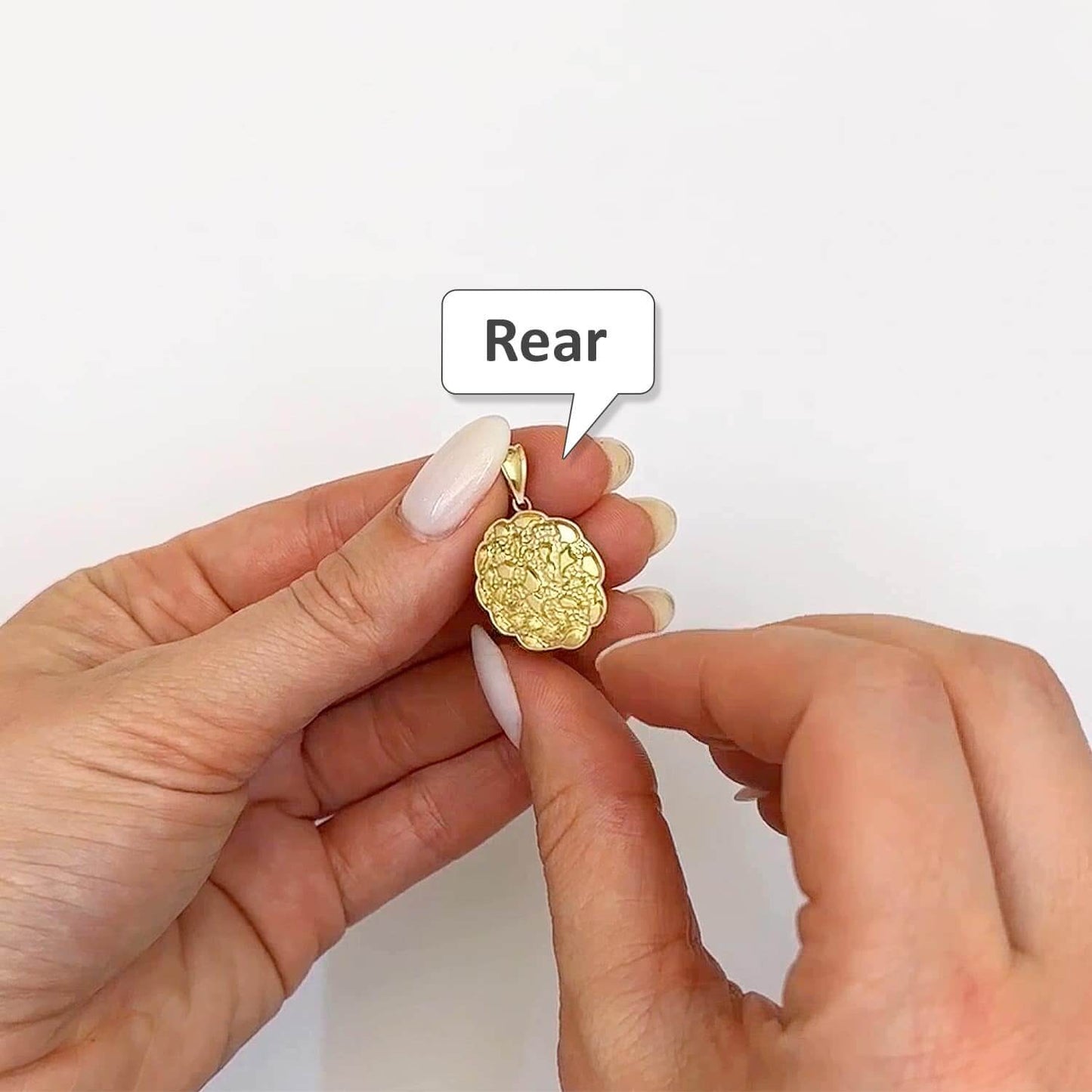 10K Yellow Gold Round Nugget Pendant 1.1"