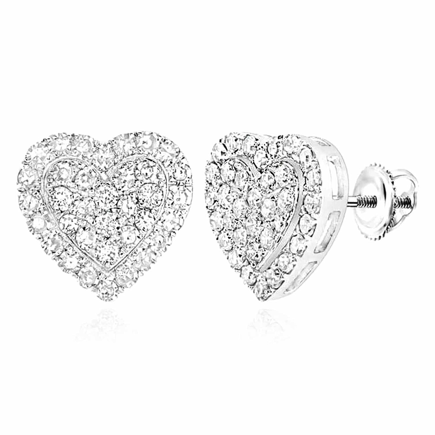 0.50CTW Real Diamond 10K Gold Yellow White Rose Heart Cluster Stud Earrings