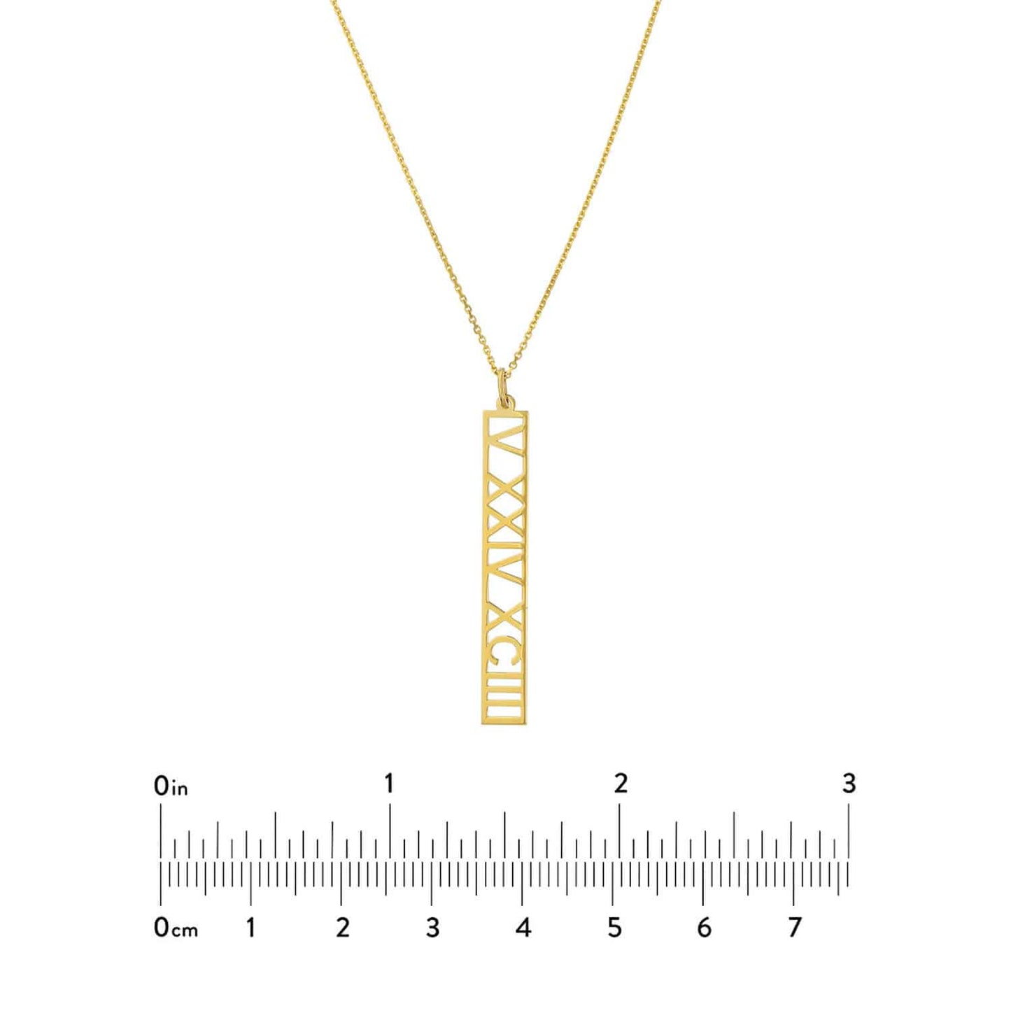 Customizable 14K Yellow Gold White Rose Vertical Nameplate 14"-18" Adjustable Necklace