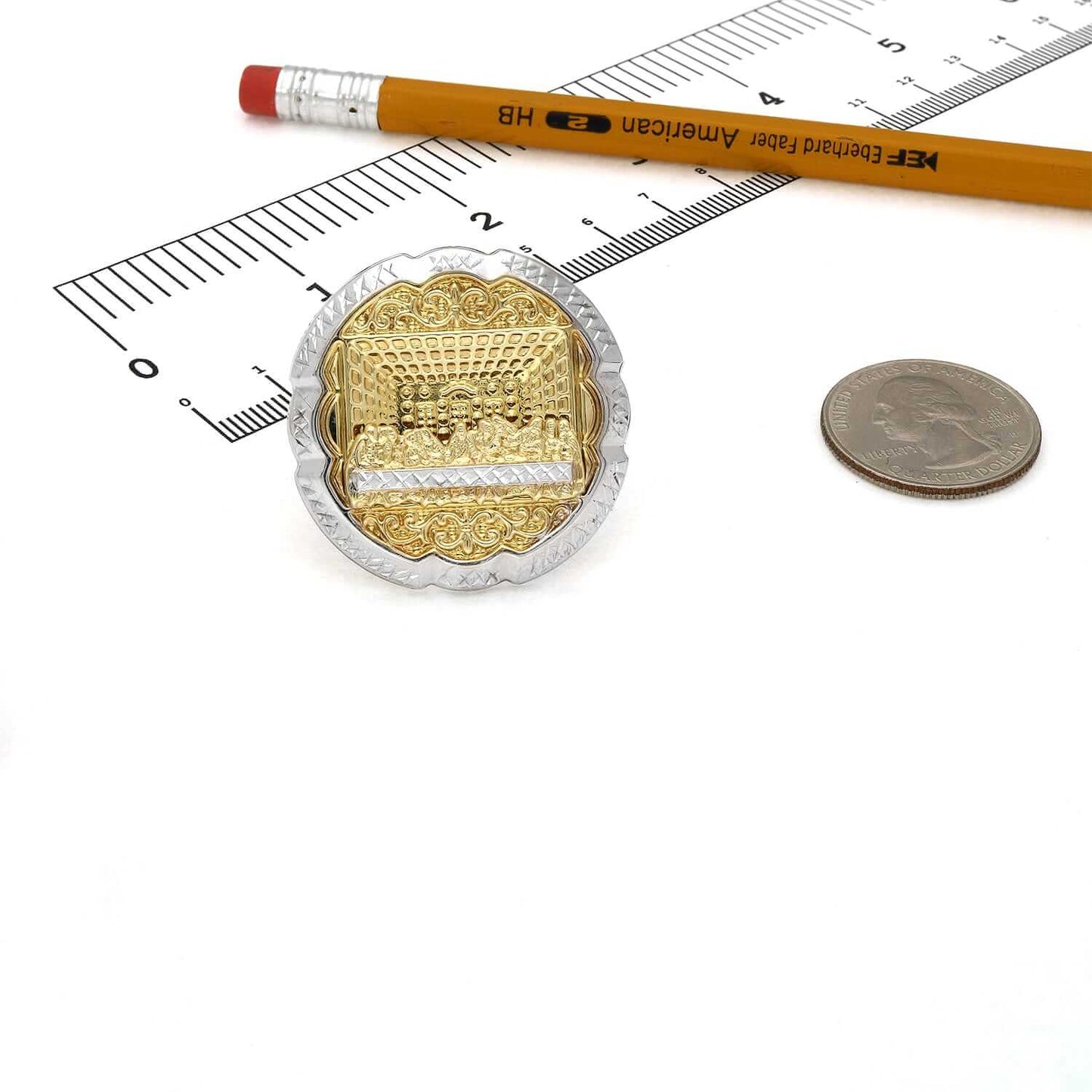 10K Gold Two-Tone Yellow White Diamond Cut Last Supper Signet Ring