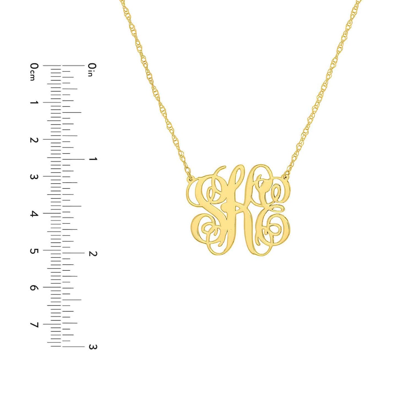 Personalized 14K Real Gold Script Monogram Nameplate Pendant Necklace