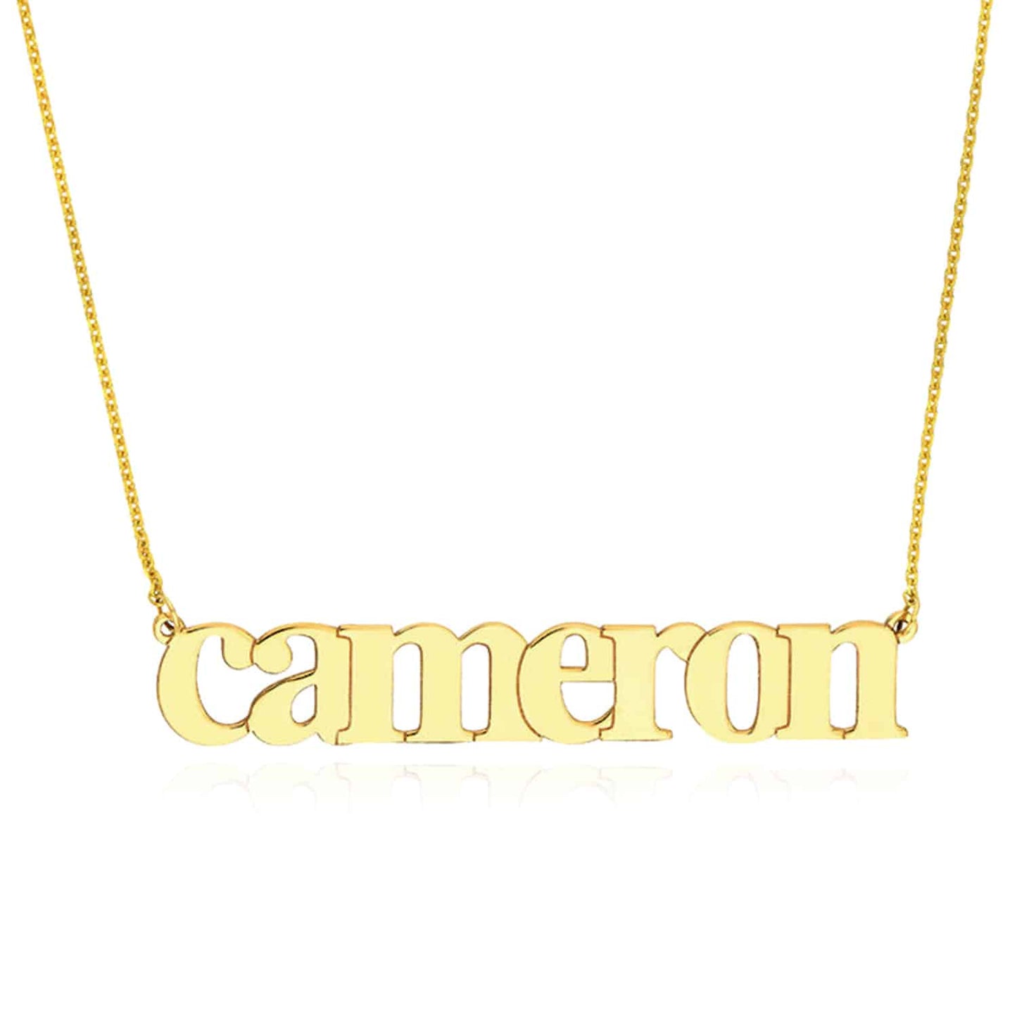 Customizable 14K Yellow Gold Typewriter Nameplate Necklace (Solid Links) 14" - 18" Adjustable - WJD Exclusives
