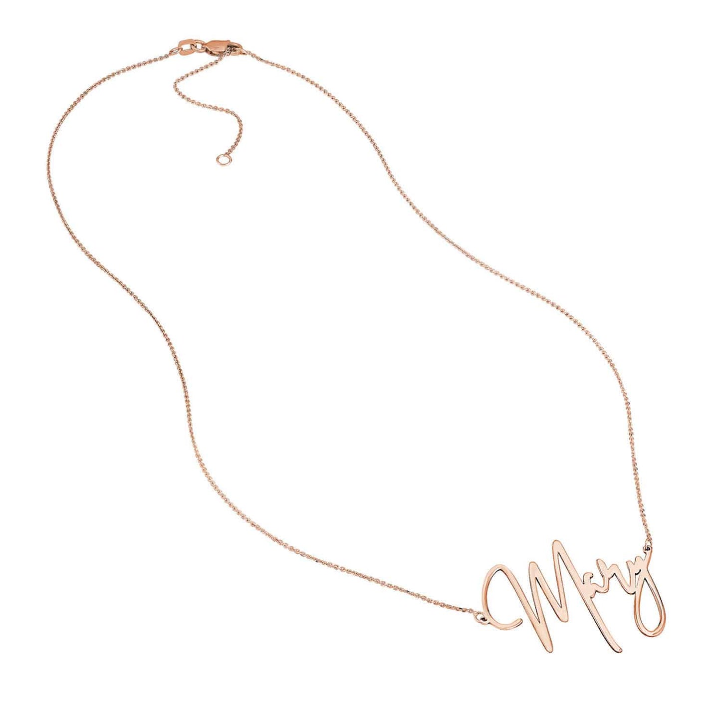 Customizable 14K Yellow Gold Signature Nameplate Necklace (Solid Links) 14"-Adjustable