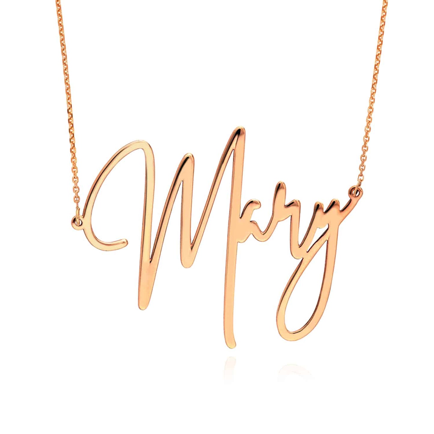Customizable 14K Yellow Gold Signature Nameplate Necklace (Solid Links) 14"-Adjustable