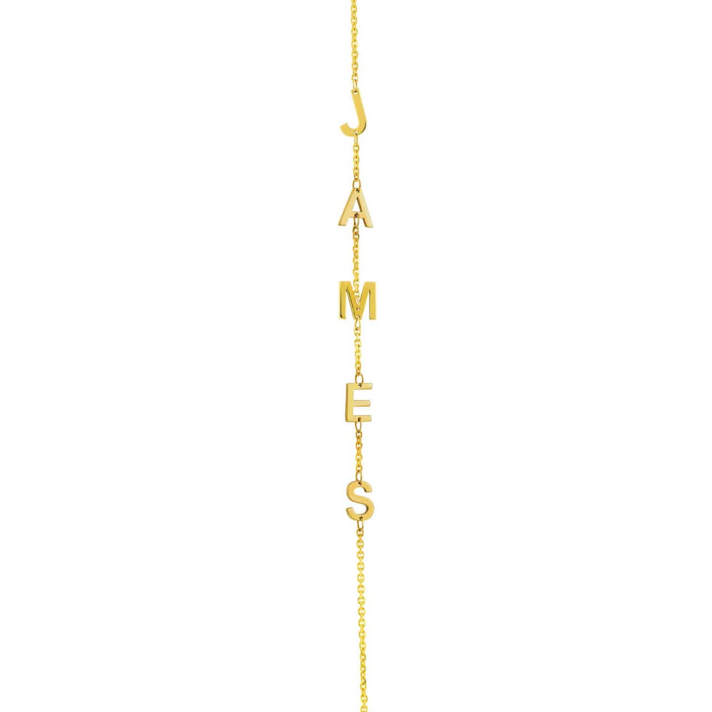 Personalized 14K Real Gold Yellow Station Block Cable Nameplate Initial Bracelet 7.5"