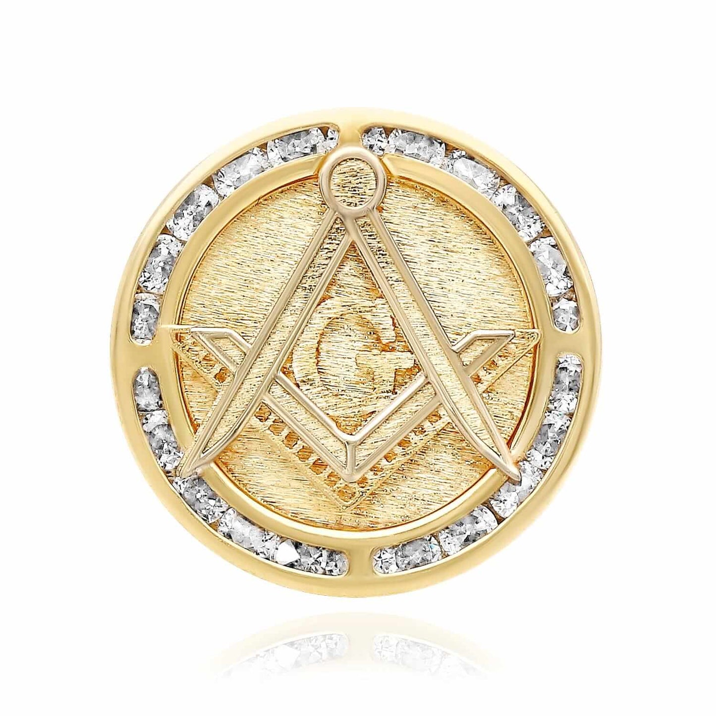 10K Gold Yellow CZ Master Mason Freemason Symbol Signet Ring
