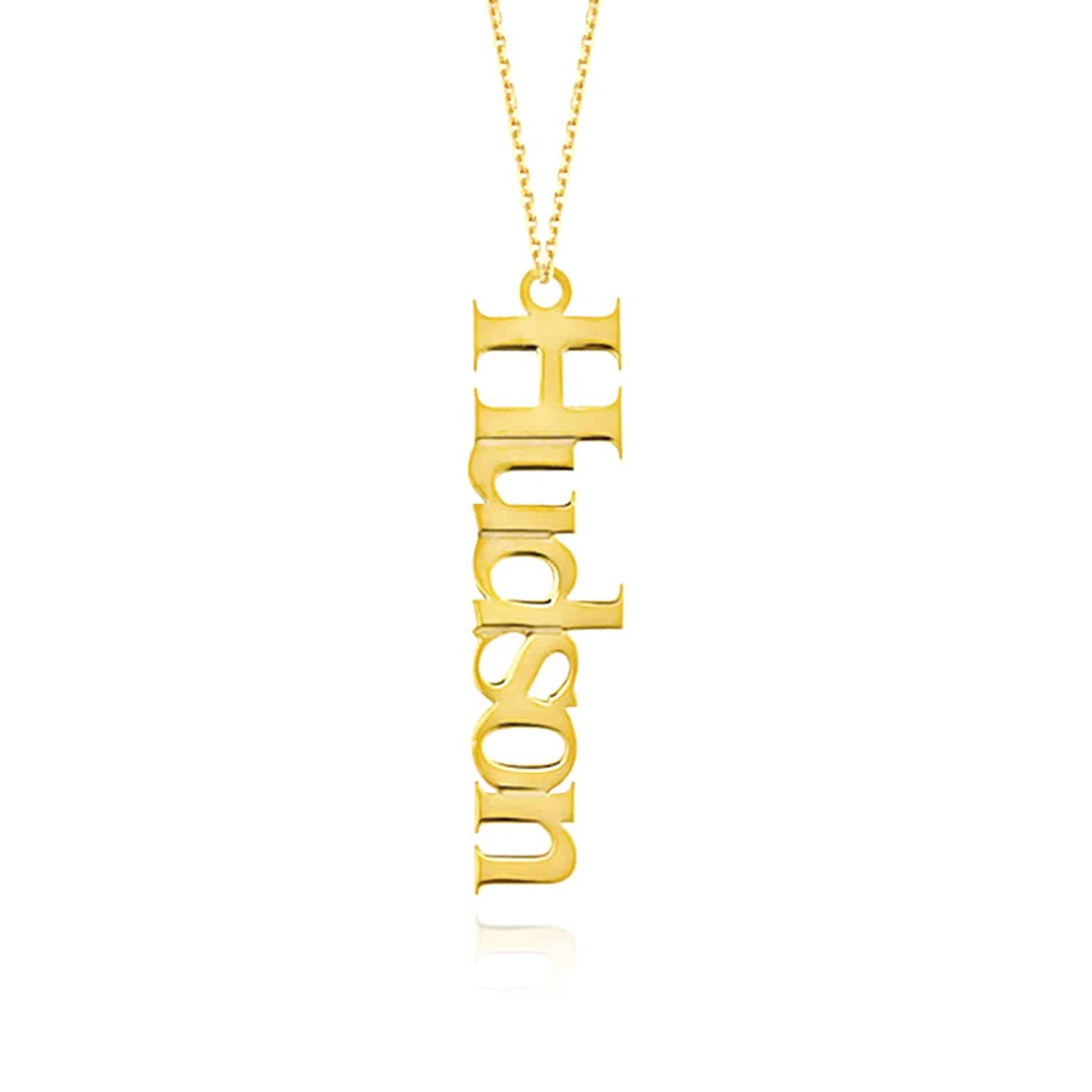 Customizable 14K White Rose Gold Typewriter Nameplate Necklace (Solid Links) 14"-18" Adjustable