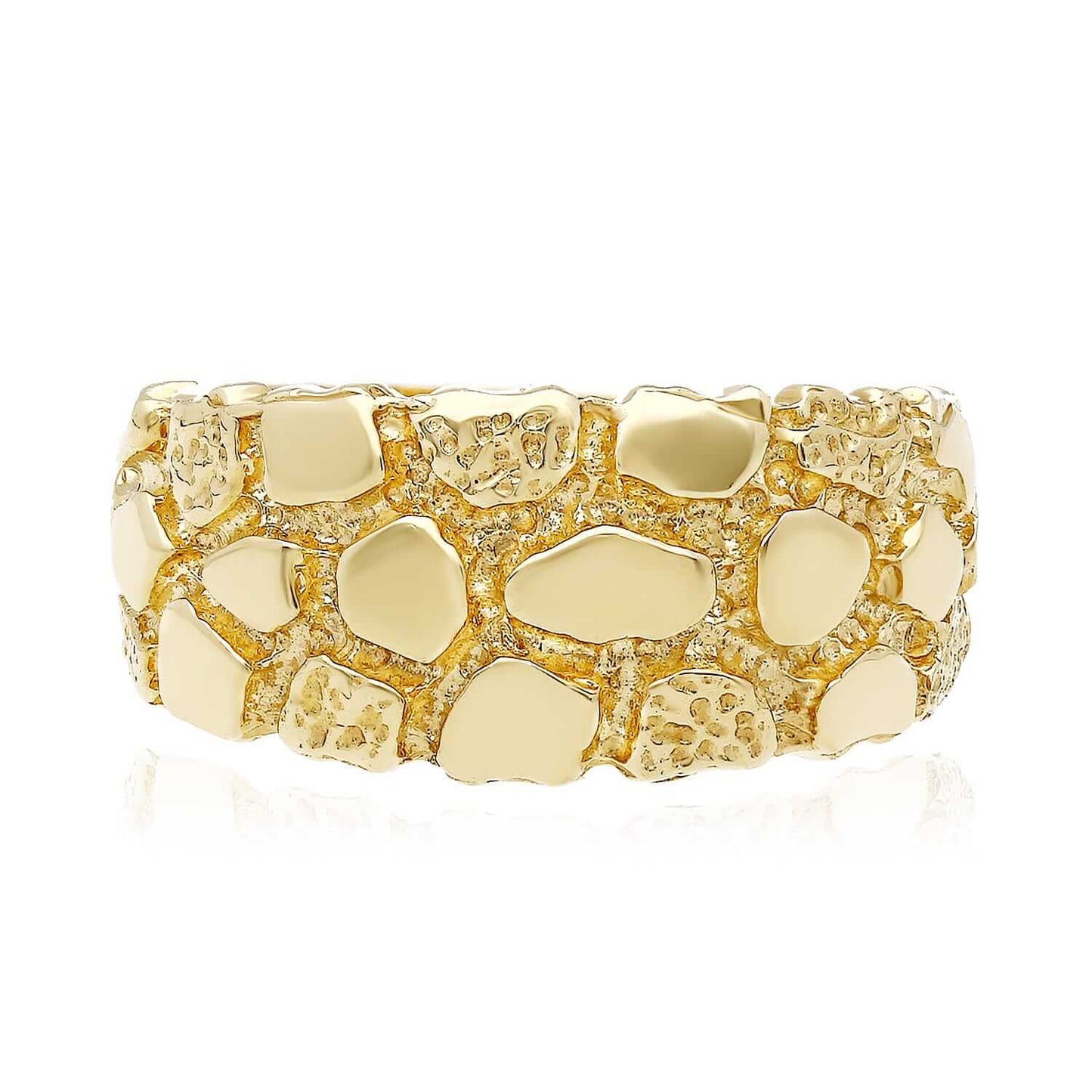 14K Real Gold 11mm Nugget Band Ring