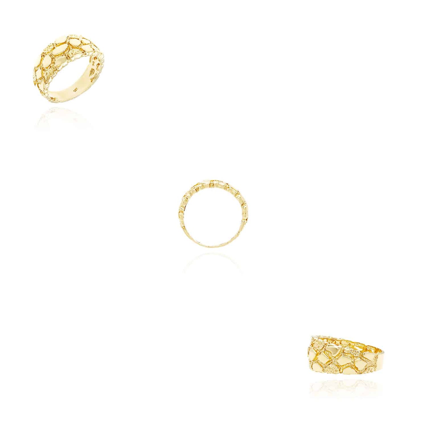 14K Real Gold 11mm Nugget Band Ring