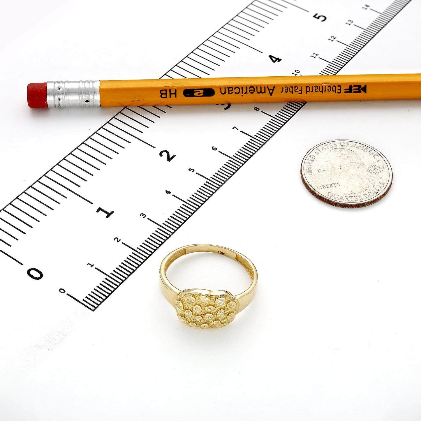 10K Yellow Gold Nugget Textured Signet Ring